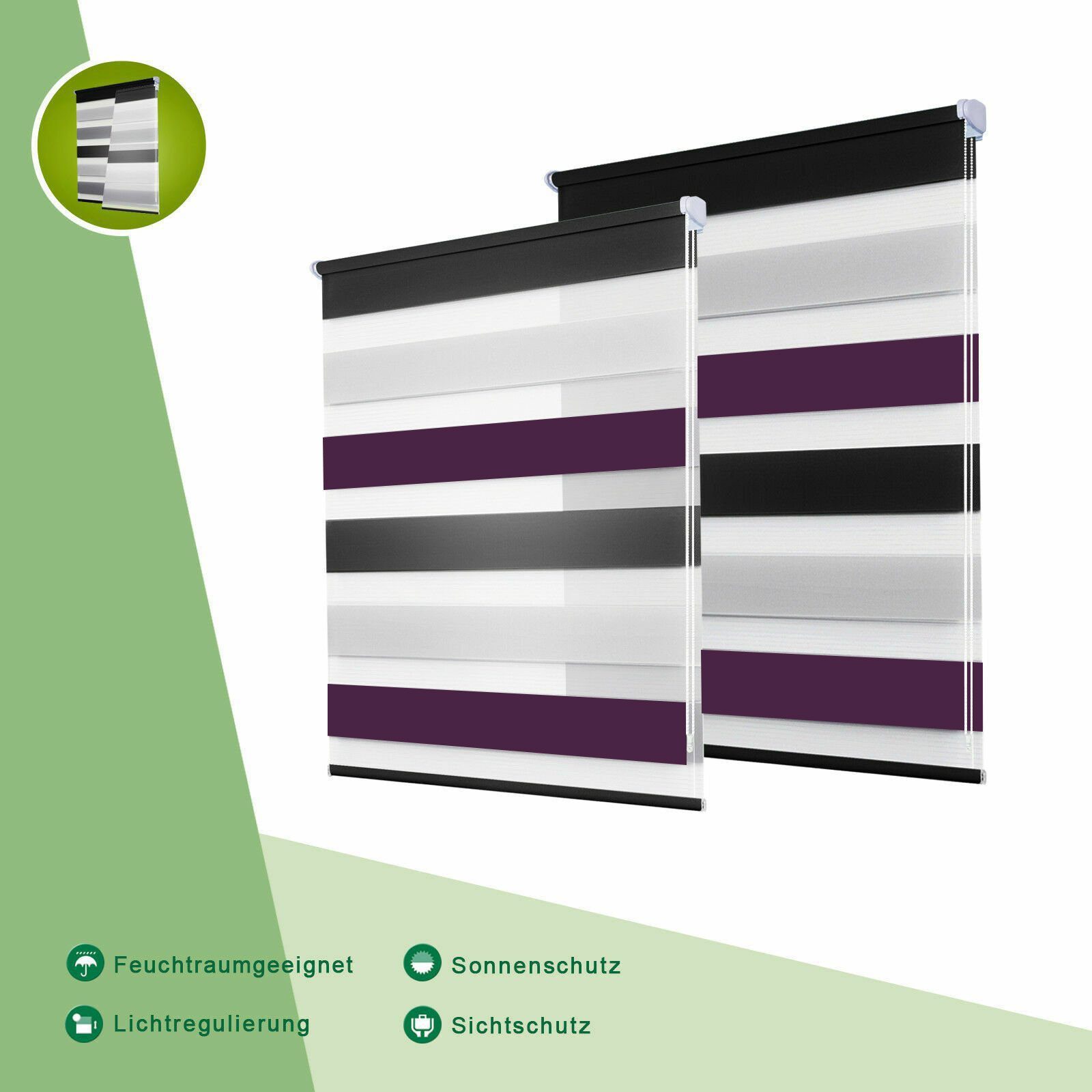 Doppelrollo Fensterrollos Ohne Bohren, Vkele, 130cm/160cm, klemmfix,klemmträger, Sonnenschutz, Lichtdurchlässig und Verdunkelnd.