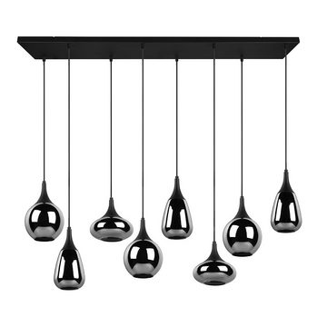 etc-shop Pendelleuchte, Leuchtmittel nicht inklusive, Pendelleuchte Glas 8 flammig Esstischlampe schwarz