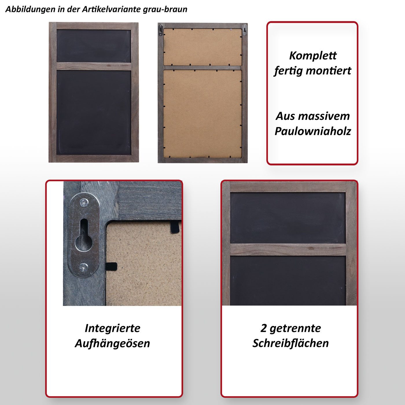 MCW Wandtafel MCW-C51-t, Dekorativer Shabby-Look, 2 getrennte Schreibflächen