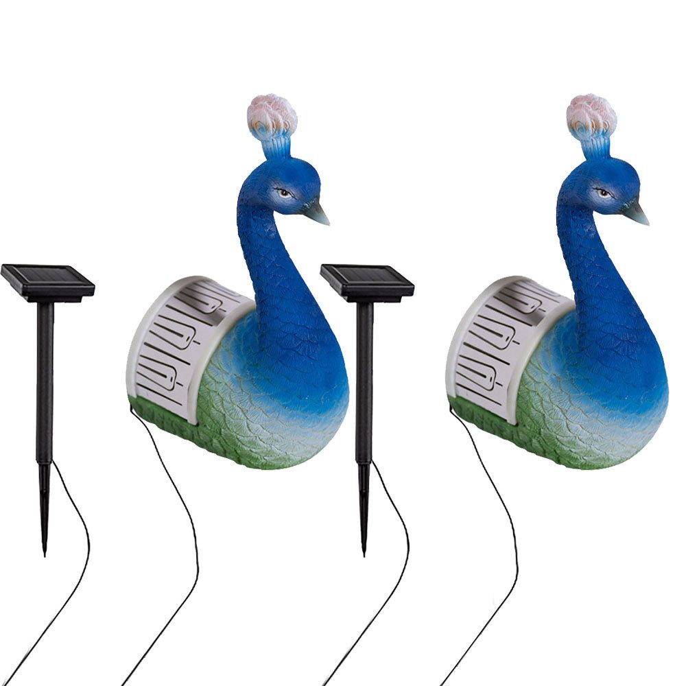 Haushalt International LED Solarleuchte, LED-Leuchtmittel fest verbaut, Solarleuchte Pfau Wandlampe LED Lichteffekt RGB Farbwechsel 2er Set