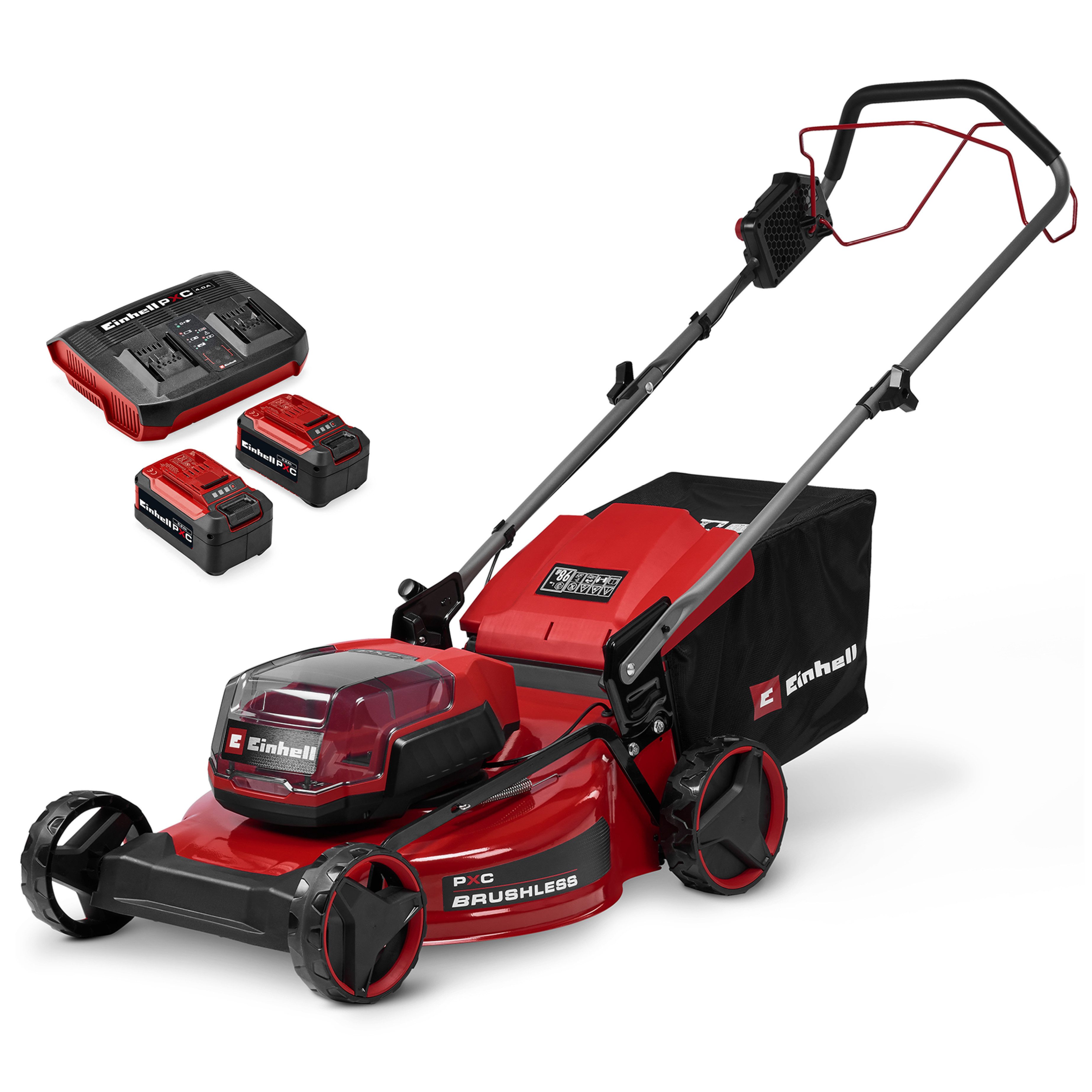Einhell Akkurasenmäher GC-CM 36/51 S Li BL (2x5,2Ah), 51 cm Schnittbreite, Inkl. 2 Akkus und Twincharger