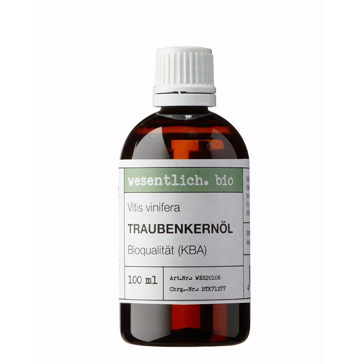 wesentlich. Körperöl Traubenkernöl BIO kaltgepresst (100ml) von wesentlich.
