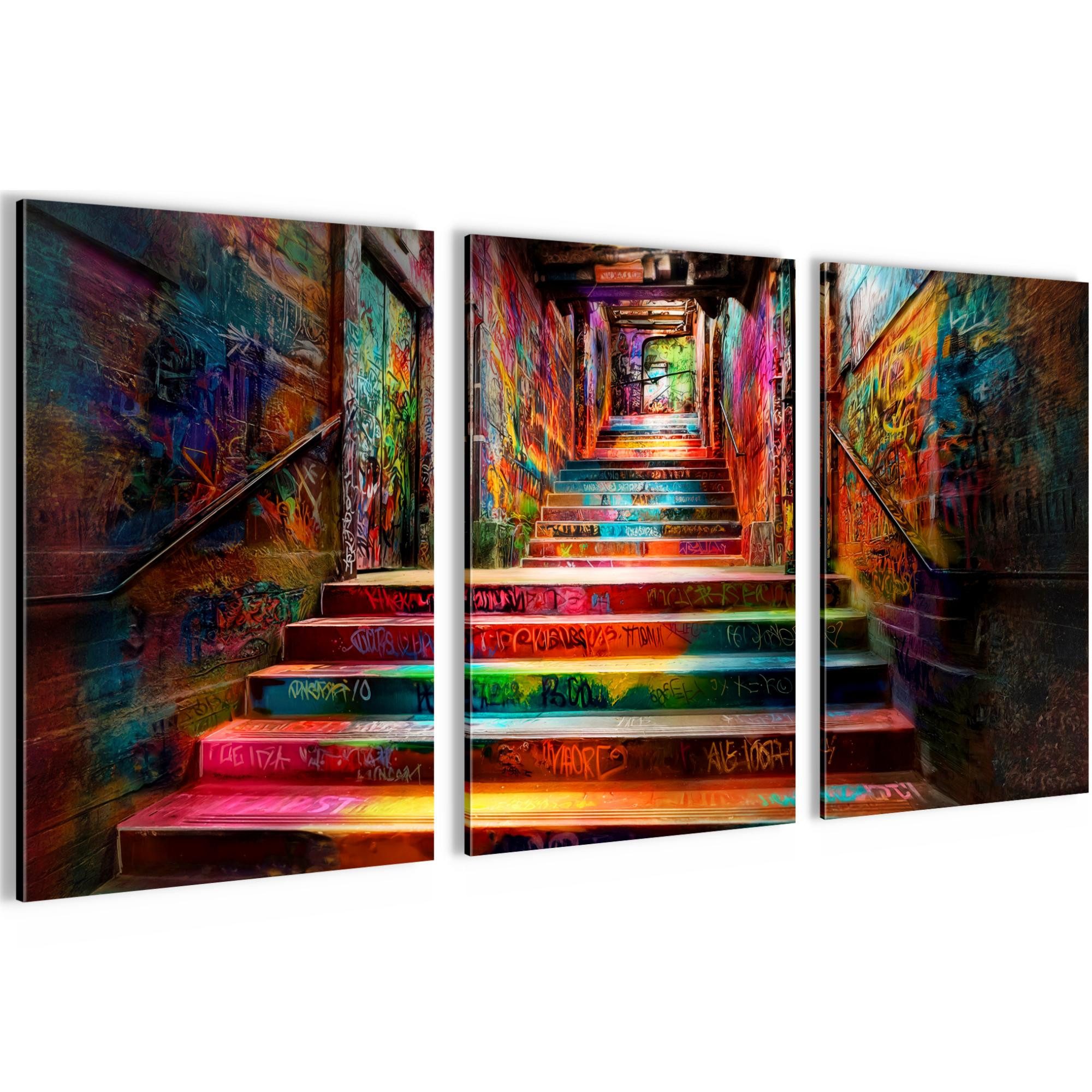 Novart Wandbild Graffiti AUFHÄNGFERTIG Büro 3 40x60 cm Deko Treppenhaus N0431, 40 x 60 cm - 3 Bilder
