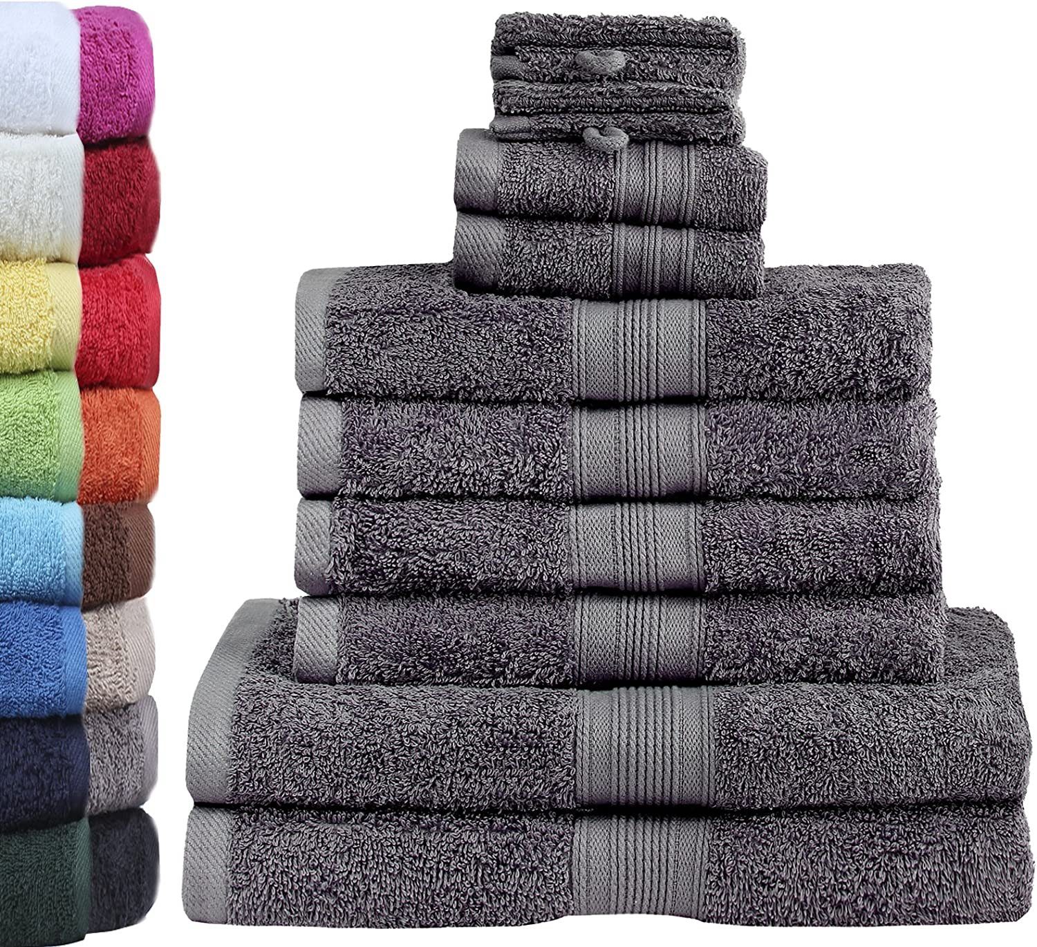 GREEN MARK Textilien Handtuch Set 10er Mix Handtuch-Set, 100% Baumwolle (Set, 10-St), 4X Handtücher, 2X Duschtücher, 2X Gästetücher, 2X Waschhandschuhe