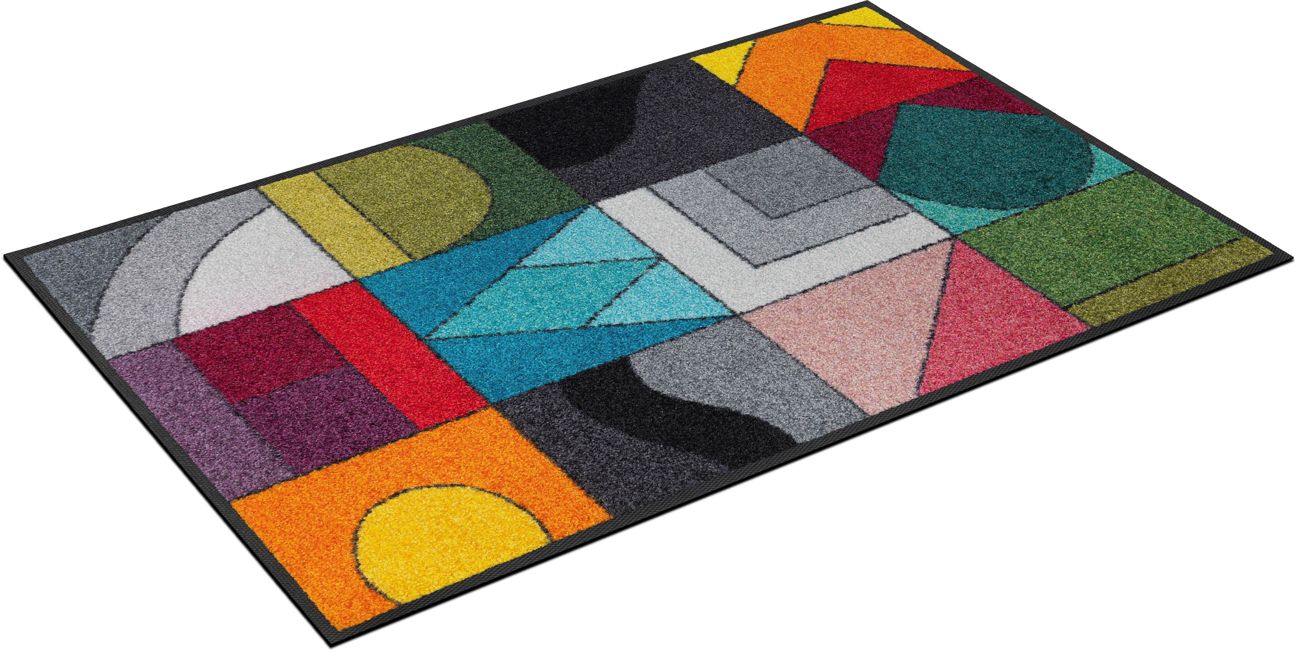 Fußmatte Momix, wash+dry by Kleen-Tex, rechteckig, Höhe: 7 mm,  Schmutzfangmatte, modernes Patchwork Design, rutschhemmend, waschbar, sehr  flach, für Fußbodenheizung geeignet, rutschfest