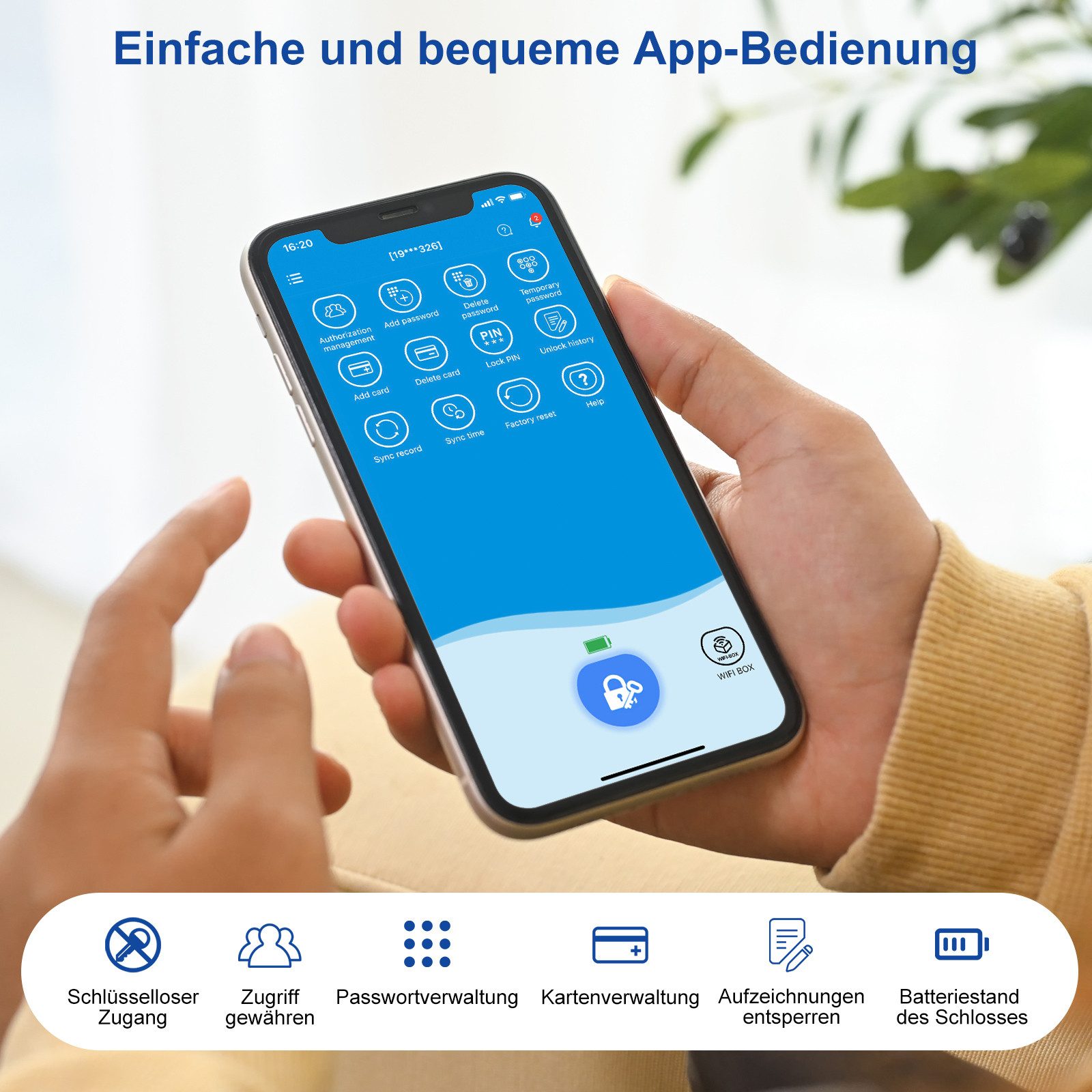 WE.LOCK Türschlossantrieb WELOCK Elektronisches Türschloss PCB10KEY72 für 95-130mm Türen, (Packung, Türschloss x1, RFID-Karte x3, Schlüssel x2, Anleitung x1,Zub – Bild 4 von 5