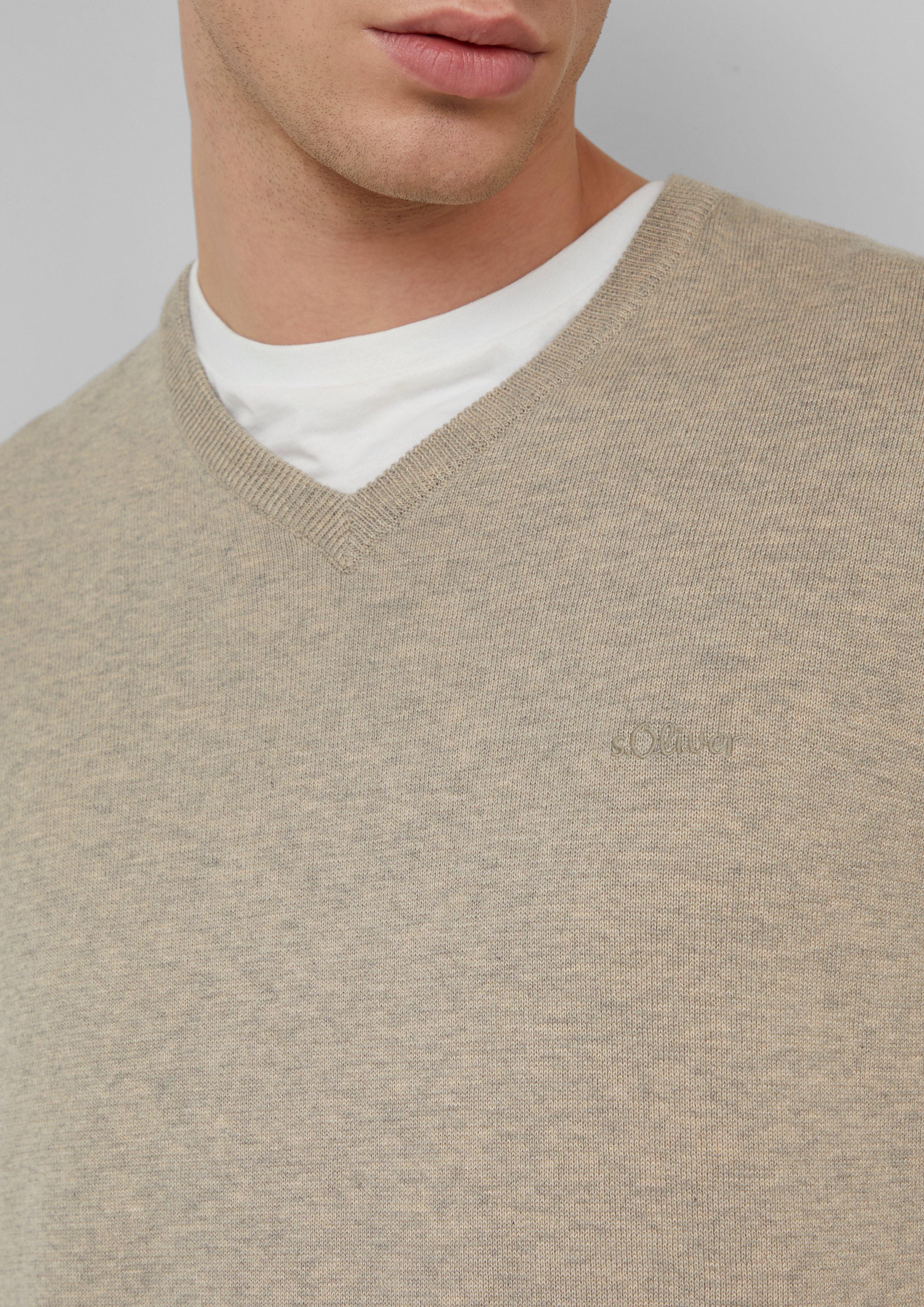 s.Oliver Strickpullover Strickpullover mit Logo-Stickerei Logo günstig online kaufen