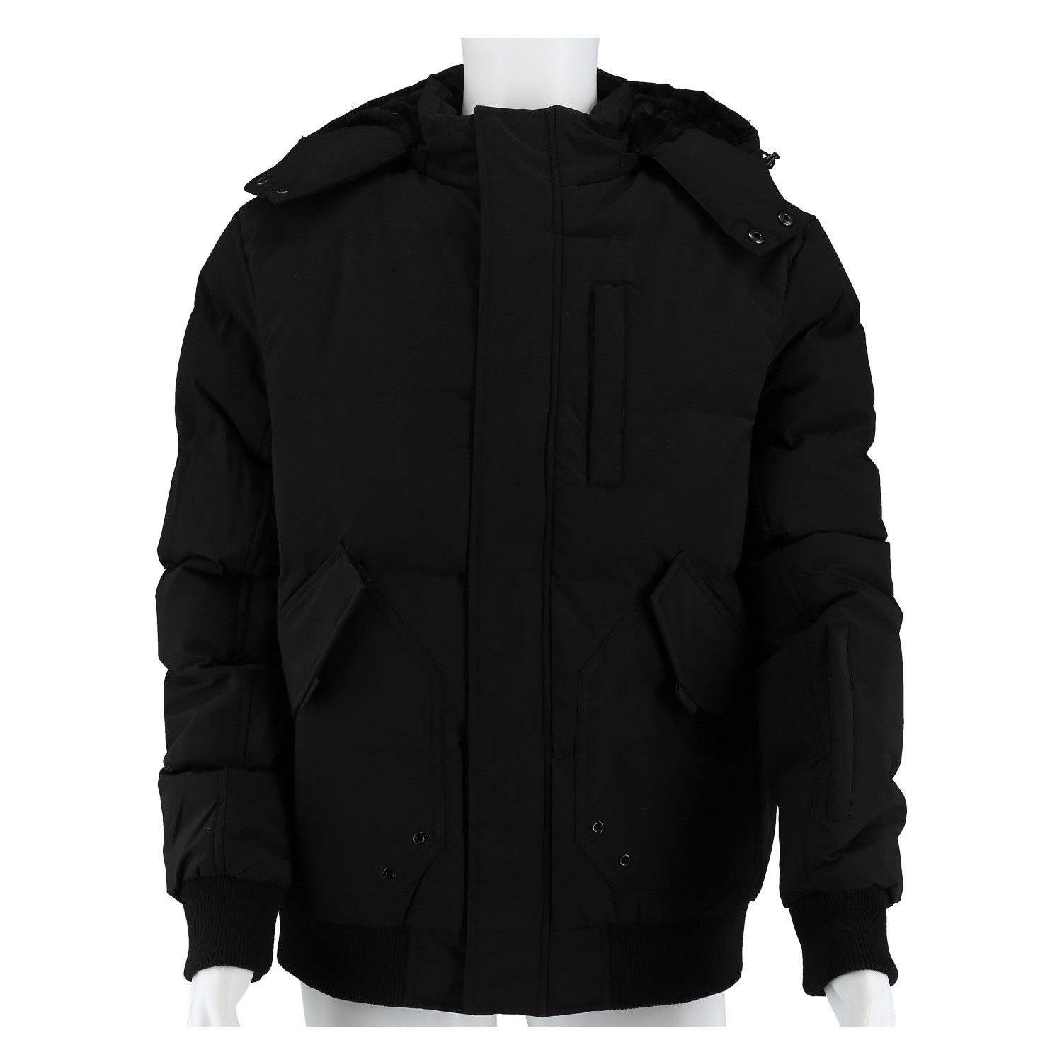 Winterjacke mit Kapuze Fell P2304.784 (warm wattiert, leicht) schwarz Herren
