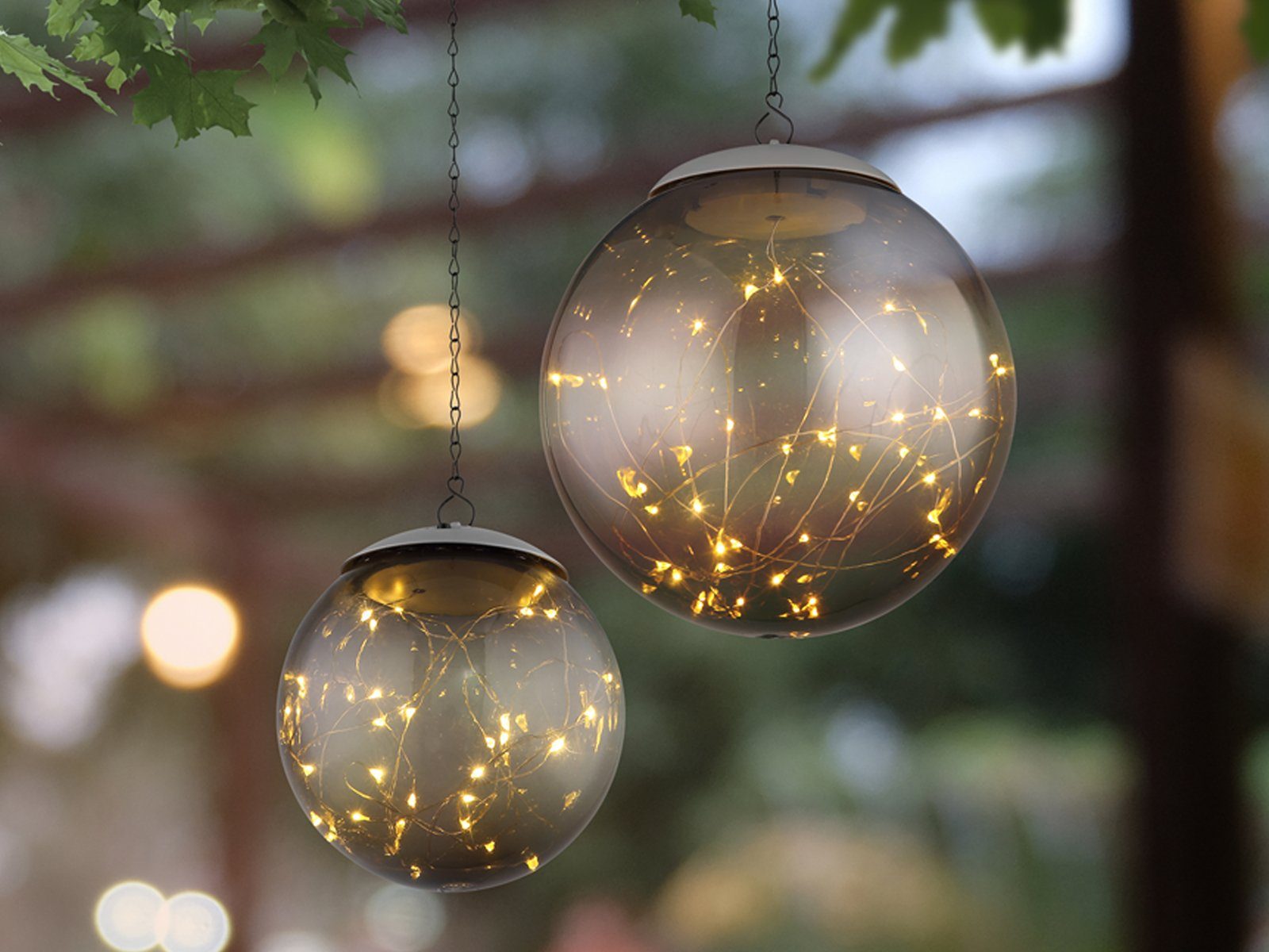 meineWunschleuchte LED Solarleuchte, 2er Set SolarHängeleuchten