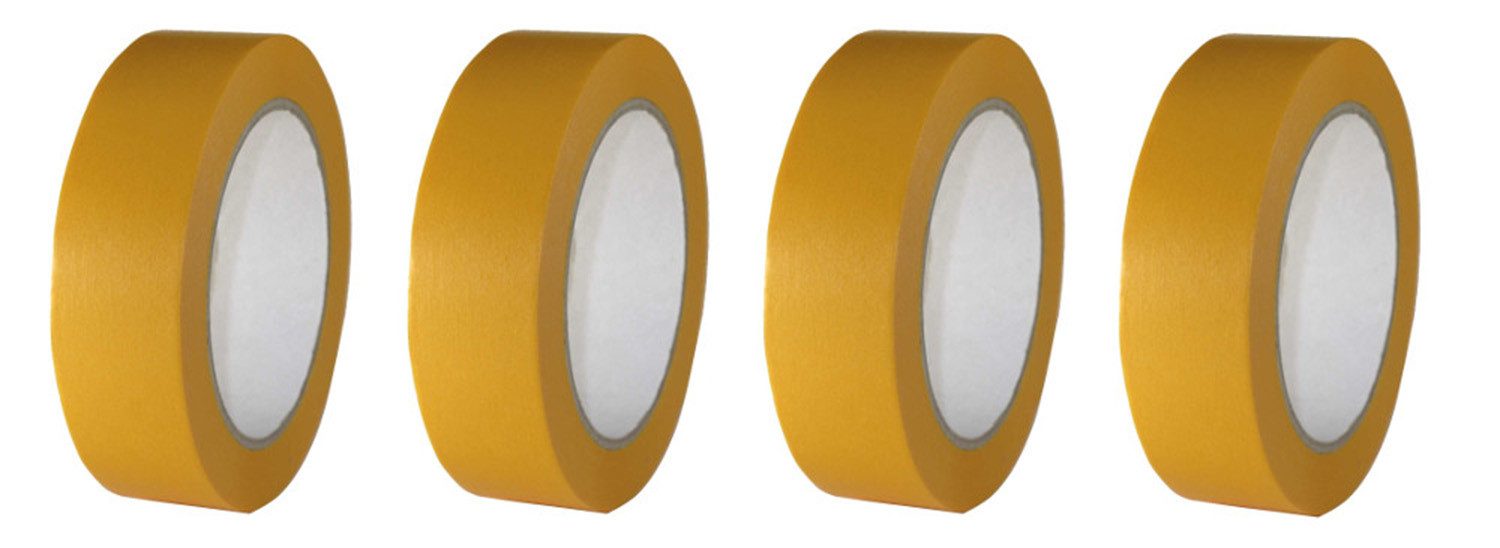 varivendo Kreppband 4 Rollen Maler Goldband 30mm x 50m (Rollen, 4-St., Maler-Goldband) Kreppband malerklebeband malerkrepp klebeband lackiererklebeband hitze