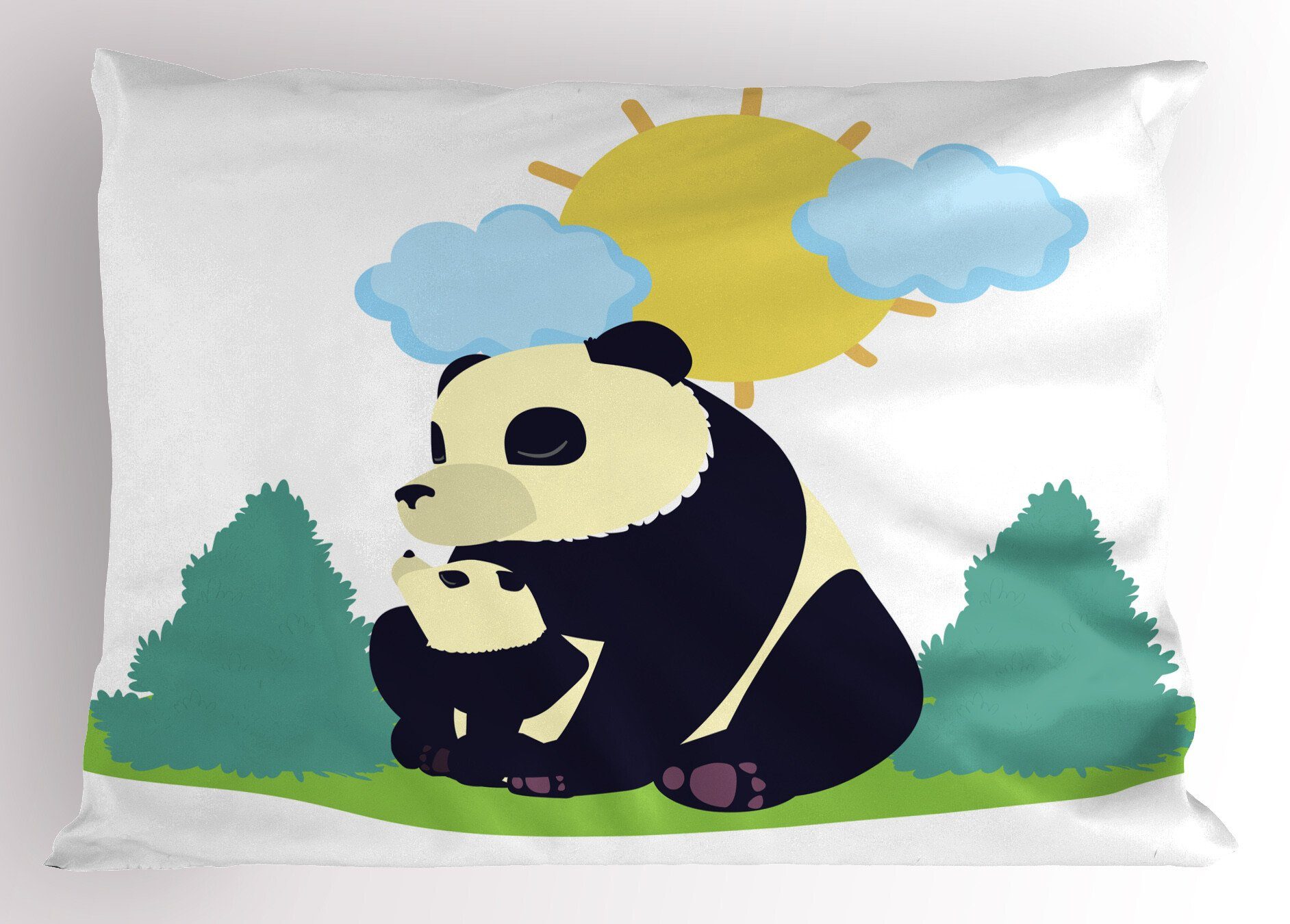 Kissenbezüge Dekorativer Standard Gedruckter Panda (1 sein Freien Im Abakuhaus Kopfkissenbezug, Size Baby Säugetier und Stück)