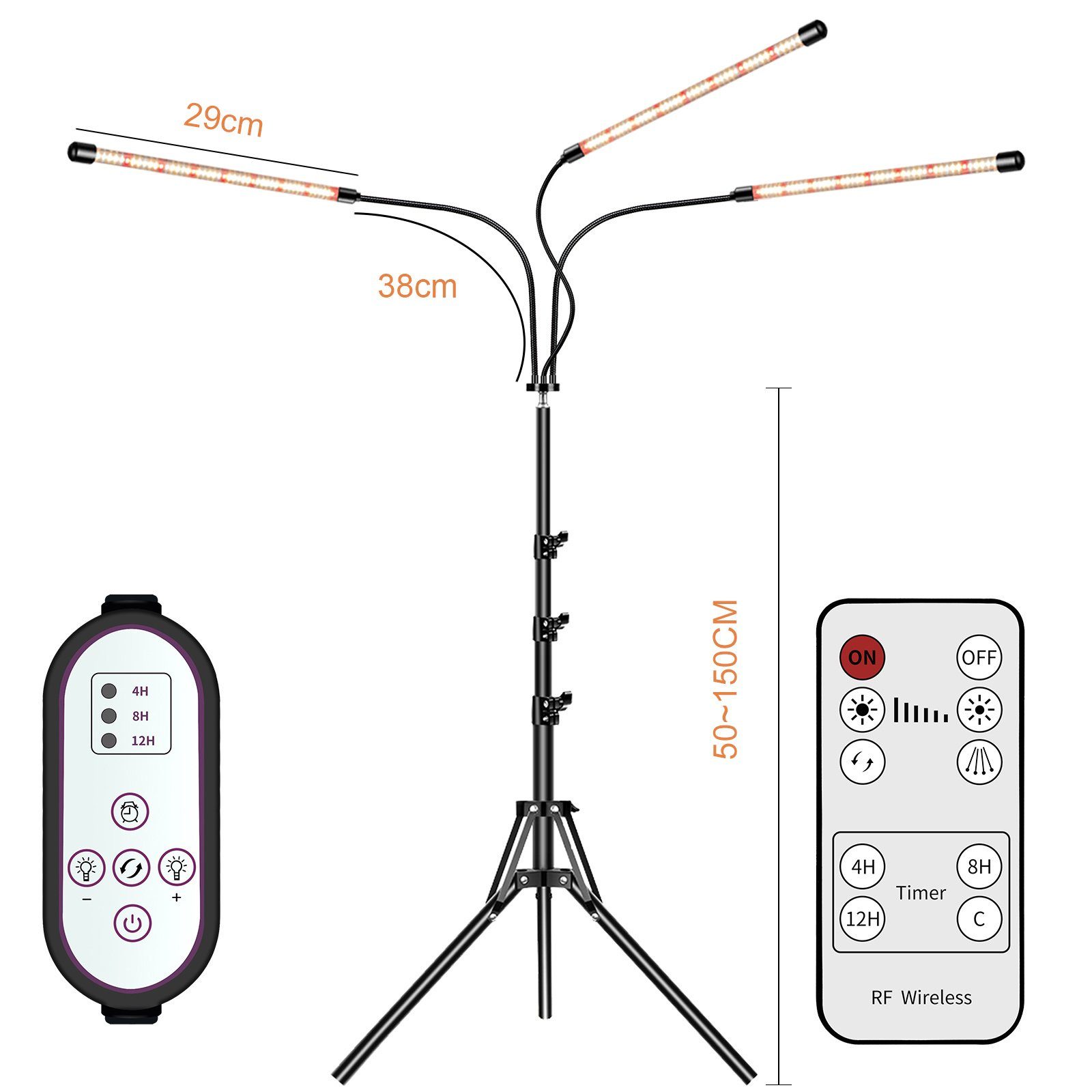 Rosnek Pflanzenlampe 3/4/5 Köpfe, Vollspektrum, dimmbar, günstig online kaufen