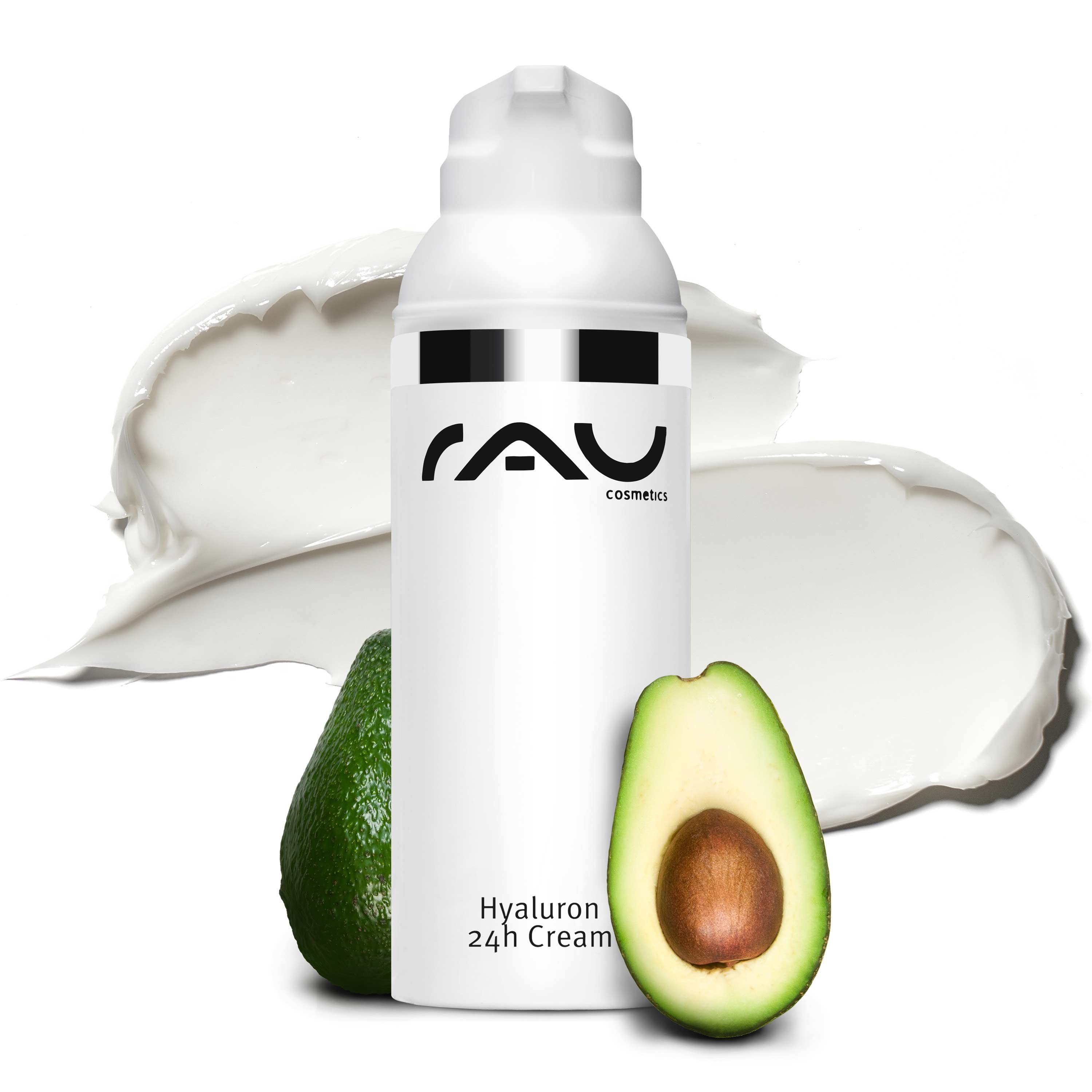 Hyaluron Gesichtspflege Anti-Aging Sheabutter Cosmetics Hyaluroncreme mit RAU Cream 24h Avocadoöl, &