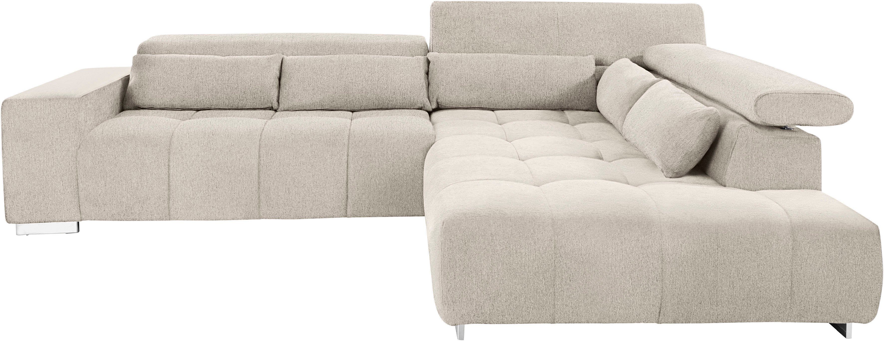 COTTA Ecksofa "Orion L-Form", mit Kopfteilverstellung & 5 Nierenkissen günstig online kaufen
