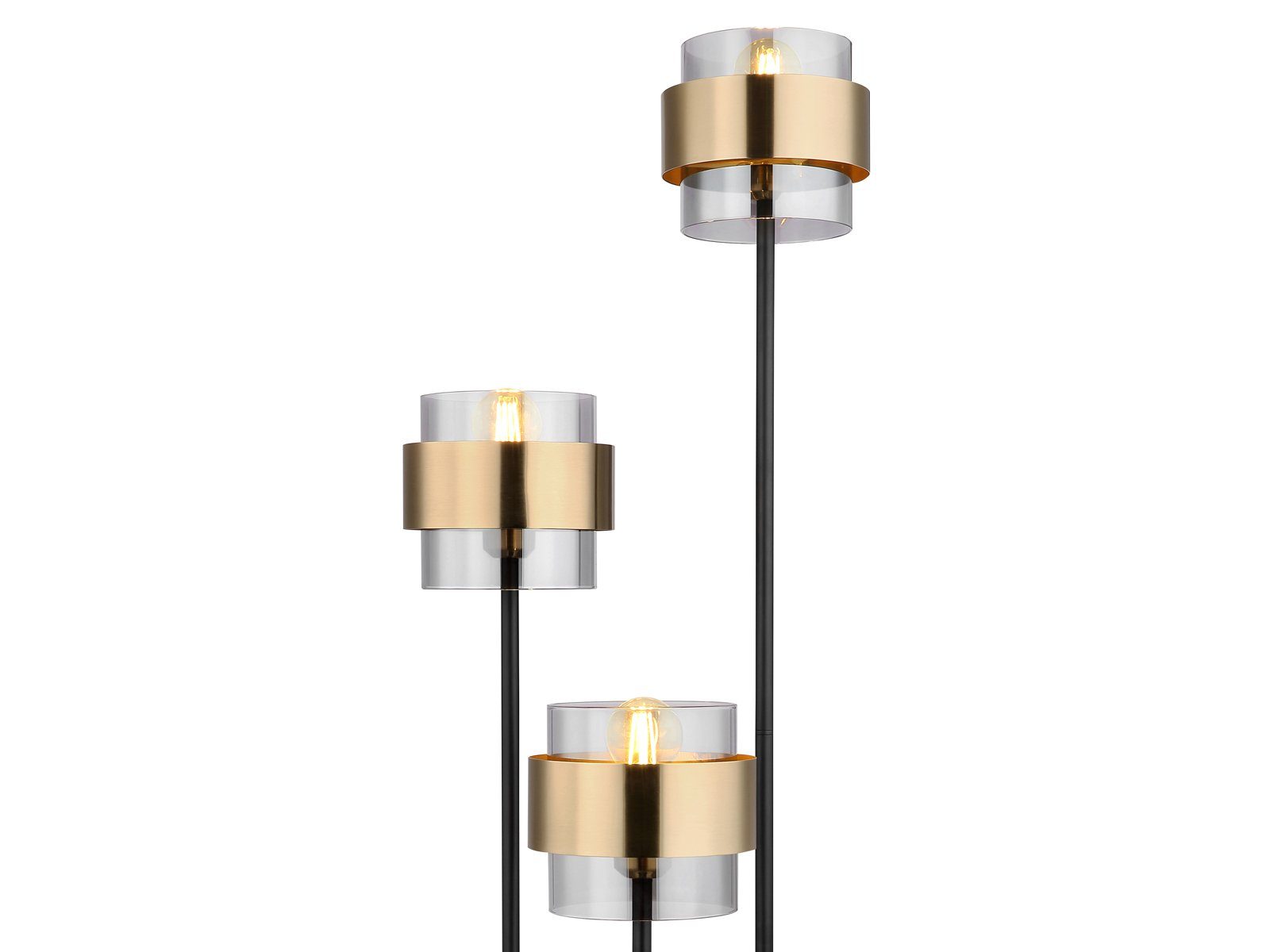 Designer warmweiß, LED Höhe meineWunschleuchte Rauchglas LED Stehlampe, ausgefallen-e Leuchtmittel stufenweise über Fußschalter wechselbar, dimmbar, 167cm Gold-en, dimmbar modern-e