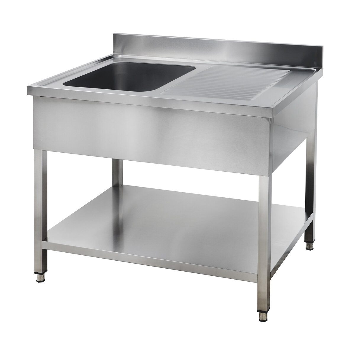 GastroHero Arbeitstisch Spültisch 120x60 cm - Edelstahl mit Becken - Gastro - Spüle