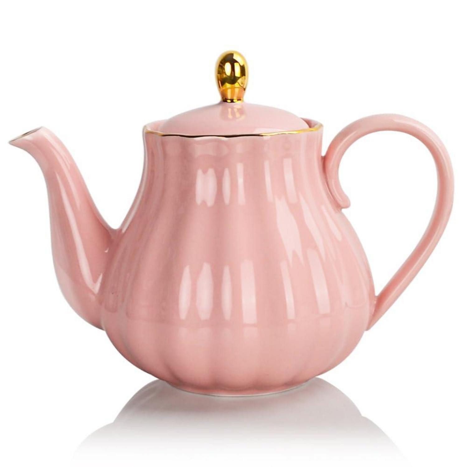 LuxusKollektion Teekanne Teekanne Porzellan mit Teesieb Rosa