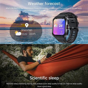 findtime Smartwatch (1,85 Zoll, Android, iOS), mit Telefonfunktion Blutdruckmessung IP68Wasserdicht Whatsapp Funktion