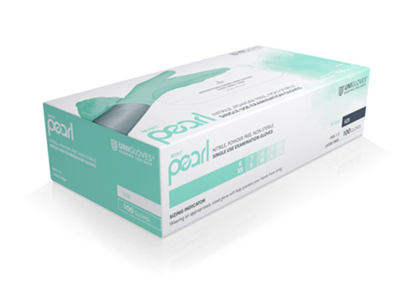 Unigloves® Nitril-Handschuhe Mint Pearl (Packung, 100-St) Gr. S (6-7)