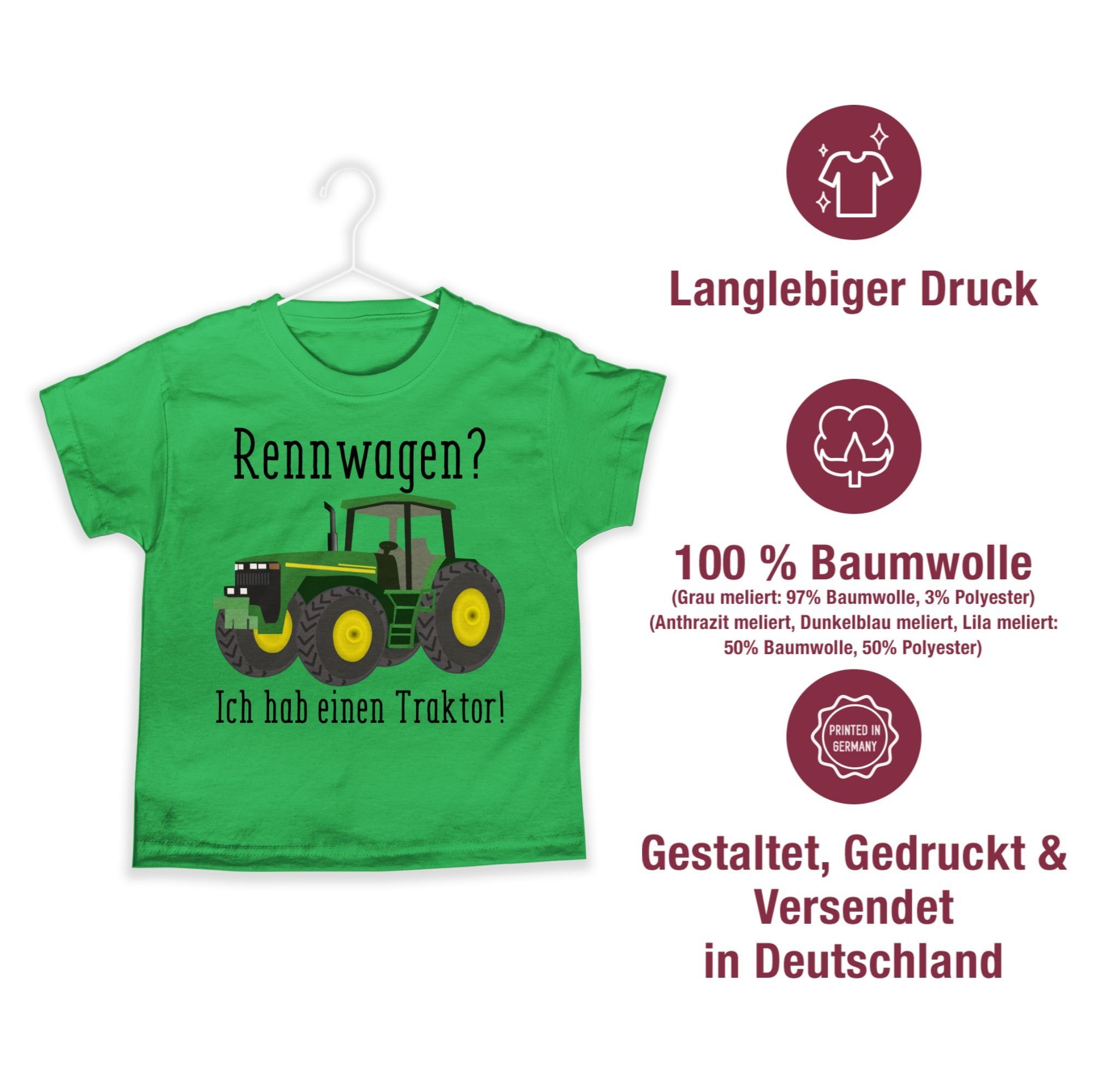 Shirtracer T-Shirt Landwirt Geschenk Traktor 01 Ich Bauer Trecker habe Traktor - Rennwagen Ges Grün einen