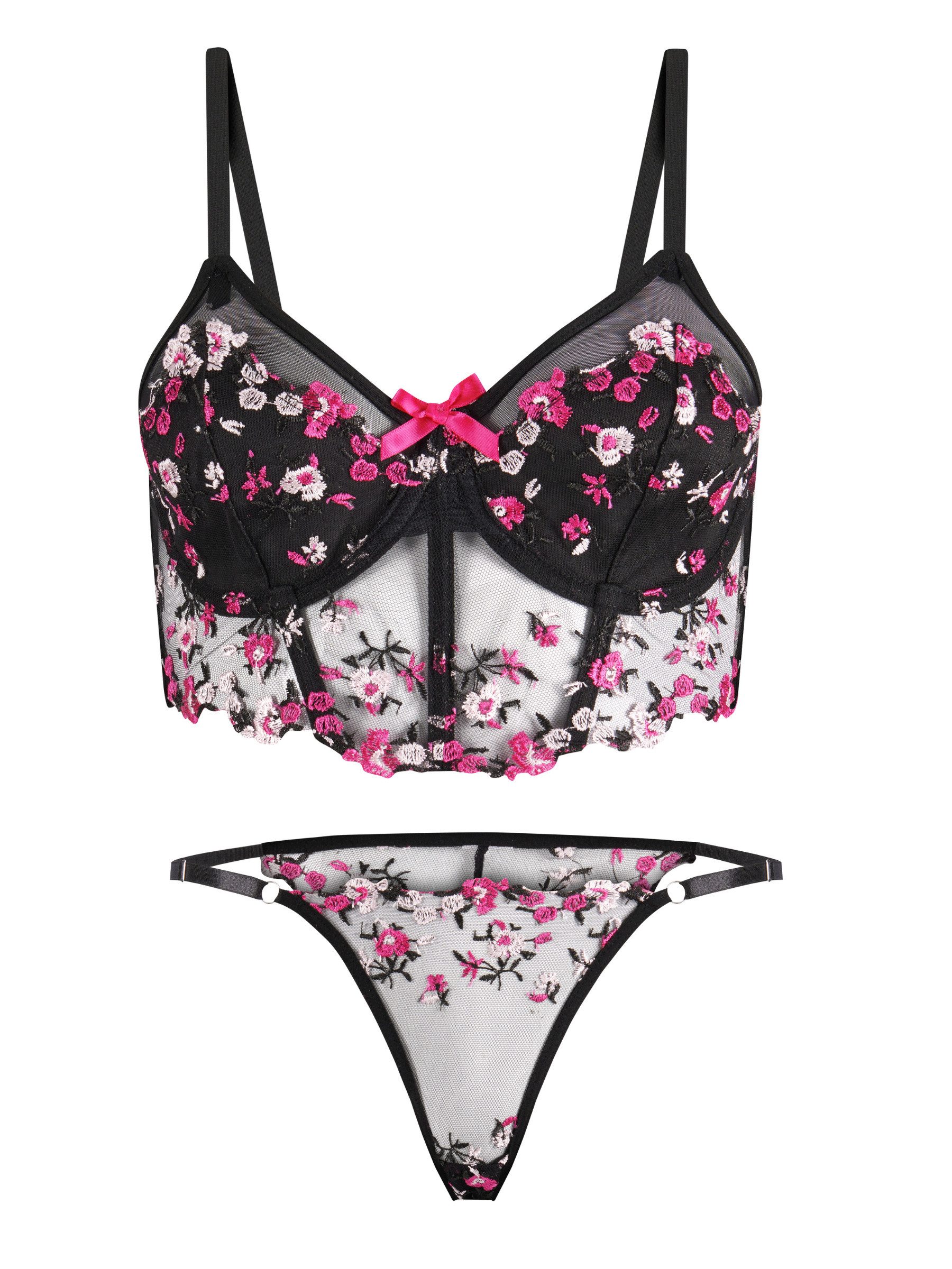 Elegant Love Set: Longline-BH Dessous set aus Stickereispitze: Bügel-BH mit günstig online kaufen