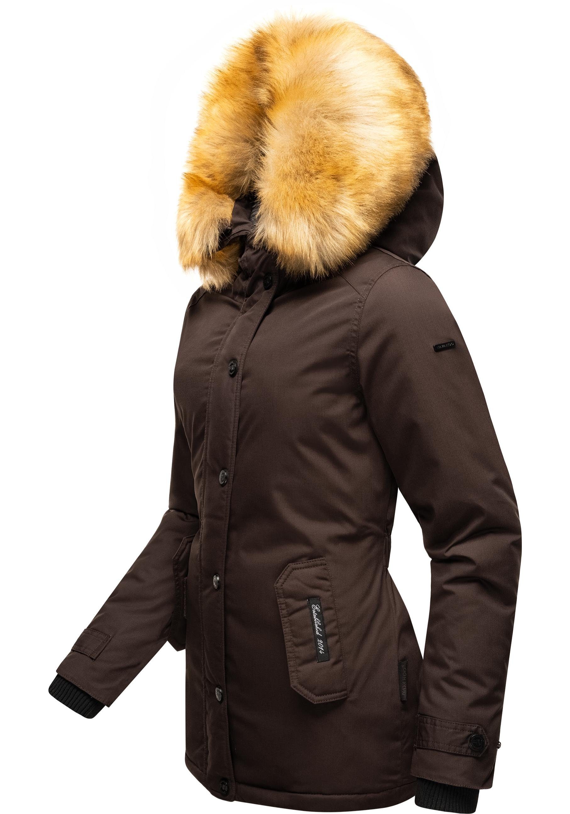 Navahoo Winterjacke Laura edler Parka mit Kunstfell-Kapuze