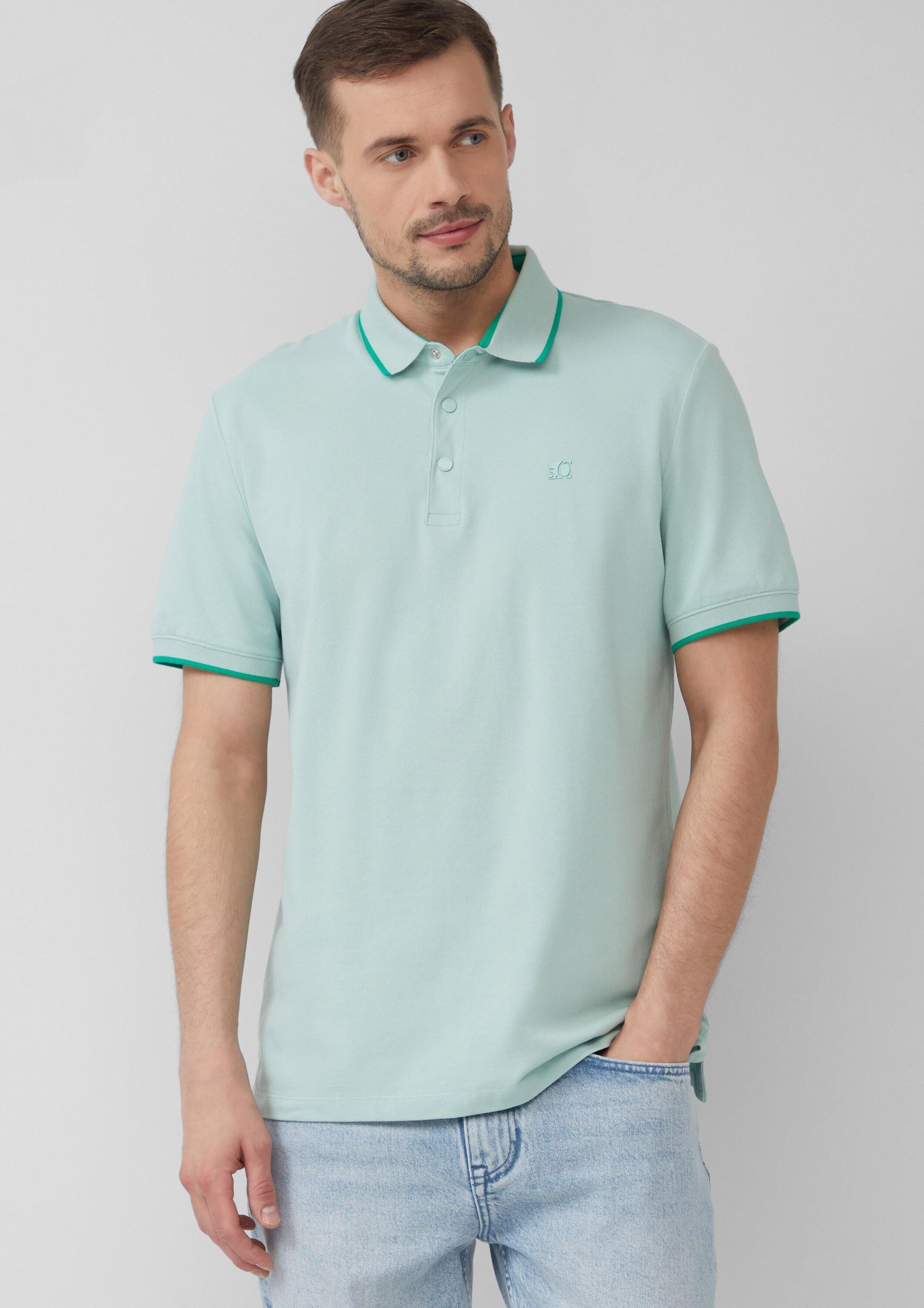 s.Oliver Kurzarmshirt Polo-Shirt Sportives Piqué-Poloshirt mit Kontrast-Det günstig online kaufen