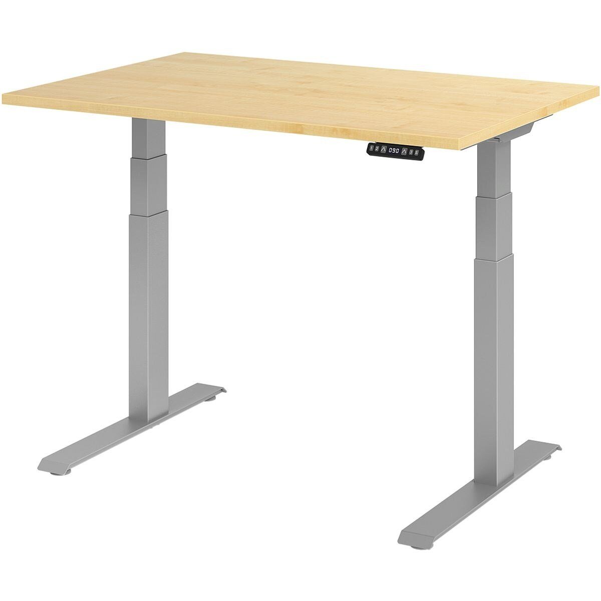 rechteckig, elektrisch HAMMERBACHER Desk, C-Fuß, cm Schreibtisch Ahorn höhenverstellbar Upper 64-129