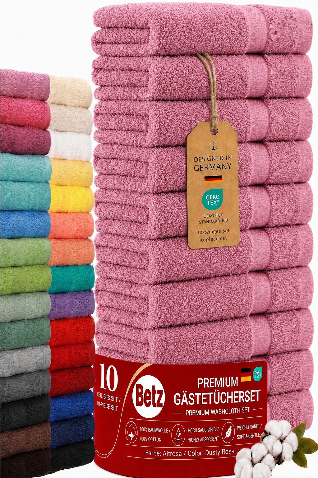 Betz Gästehandtücher 10 tlg. Gästehandtücher-Set PREMIUM 100 % Baumwolle 30x50cm, 100% Baumwolle (10-St)
