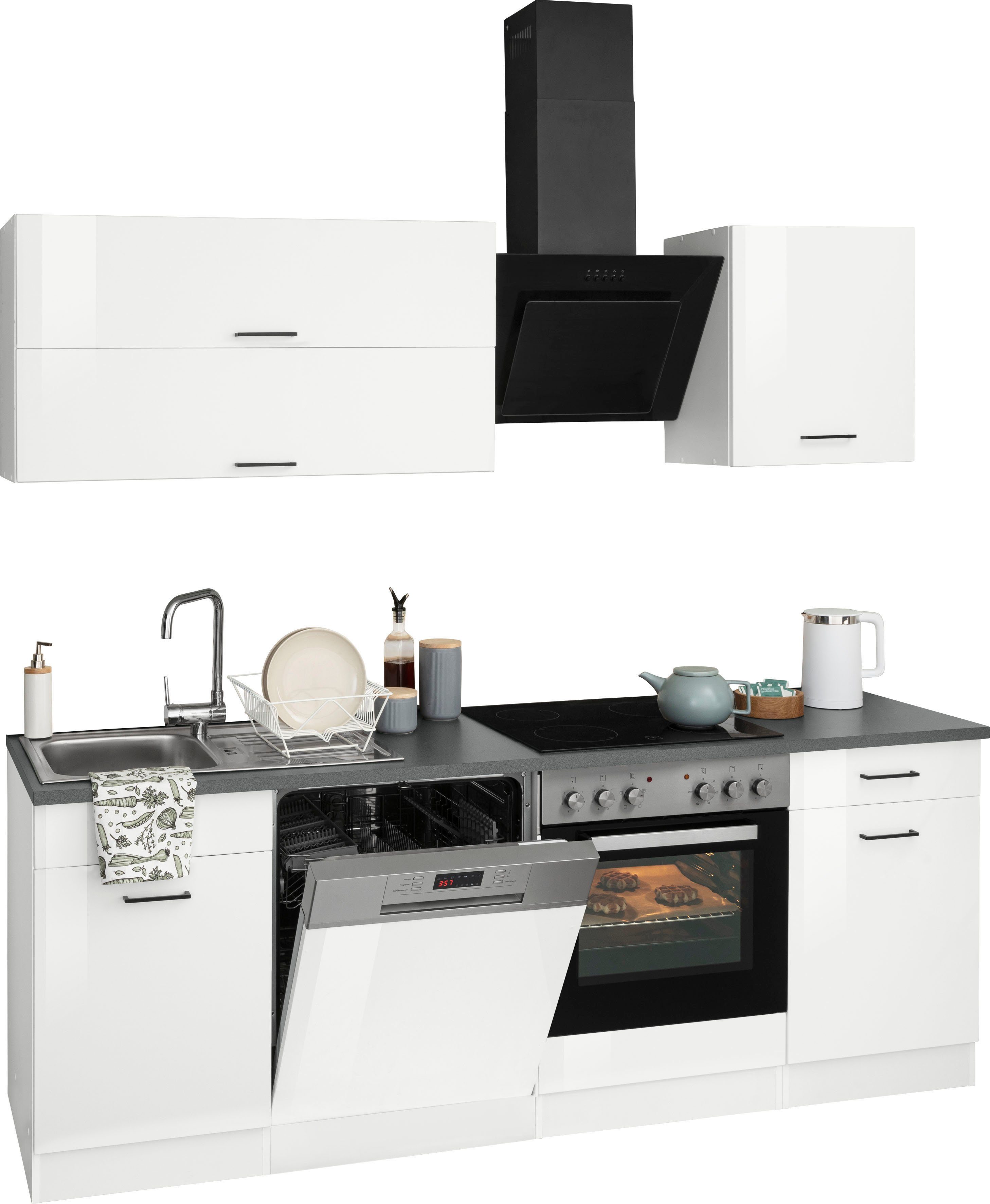 KOCHSTATION Küchenzeile KS-Trier, ohne E-Geräte, Breite 220 cm