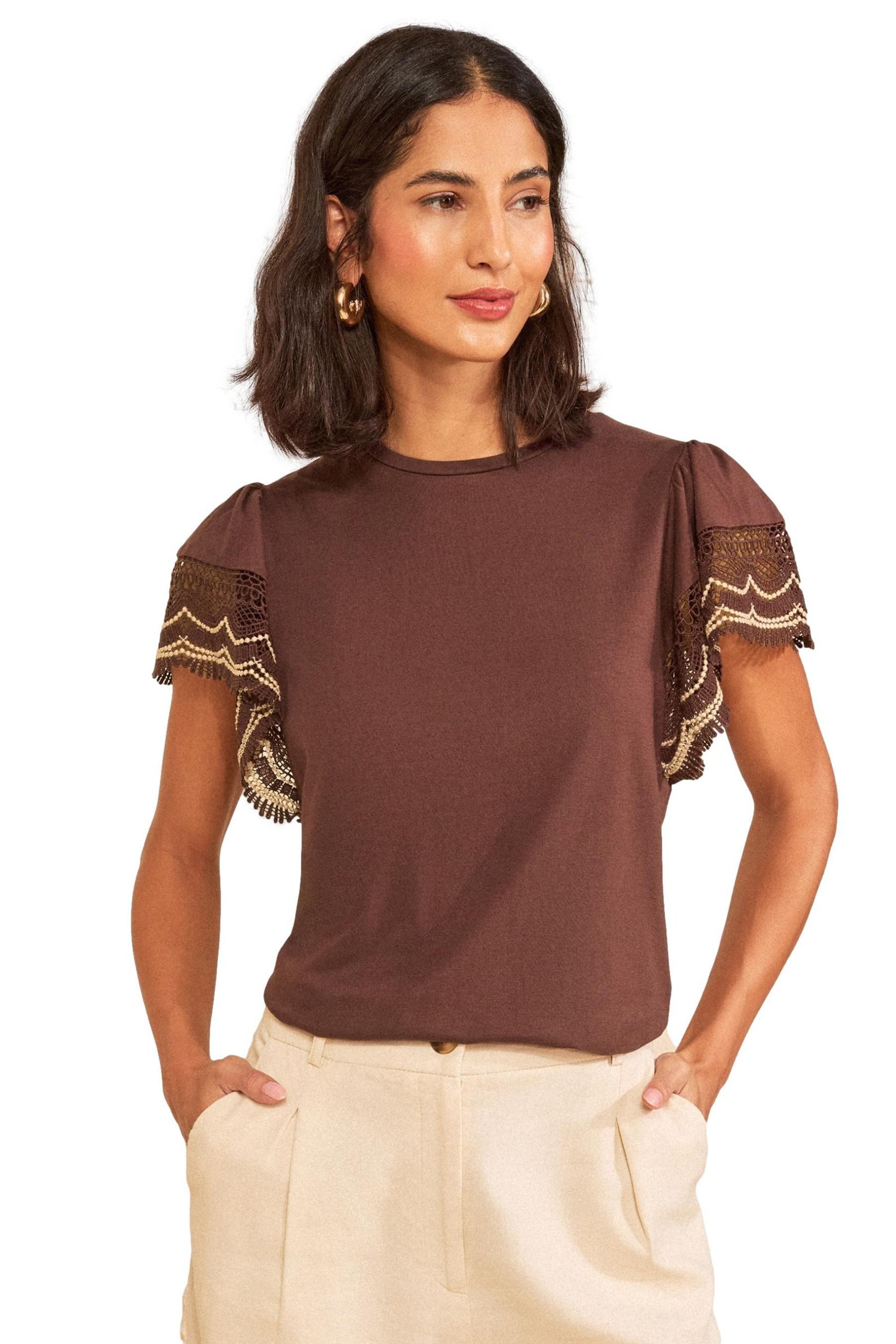 T-Shirt Love & Roses T-Shirt aus Jersey mit Flatterärmeln