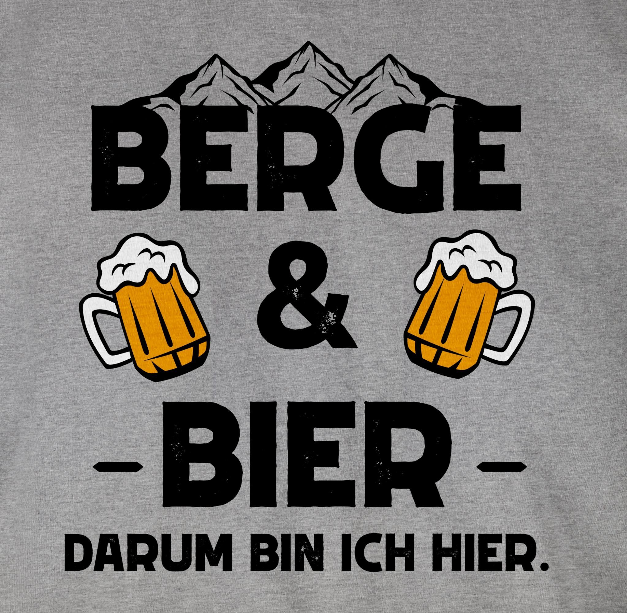 Shirtracer mit 3 Grau meliert T-Shirt Berge Sprüche schwarz und Spruch Statement Bier