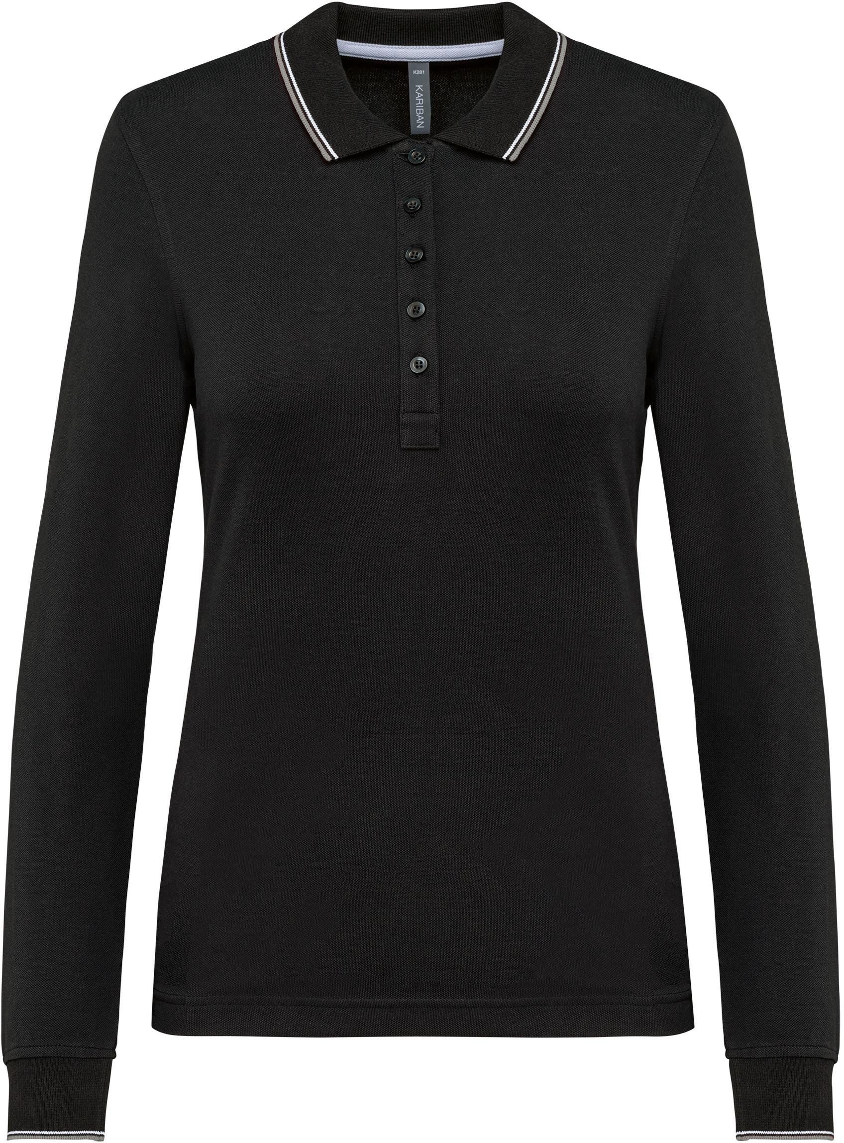 Kariban Langarm-Poloshirt Langarm-Polohemd aus Piqué für Damen