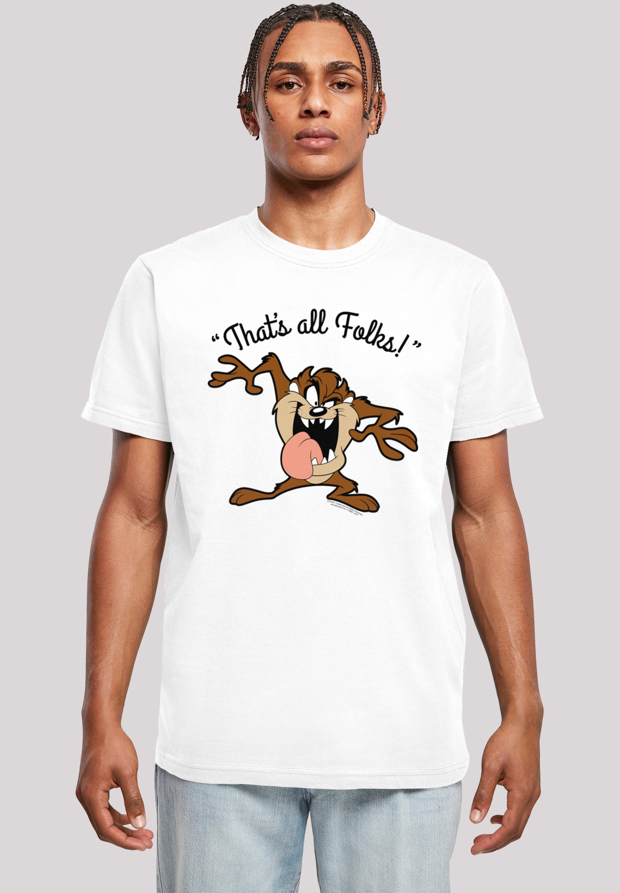 F4NT4STIC T-Shirt Looney Tunes Taz That's All Folks Print weiß