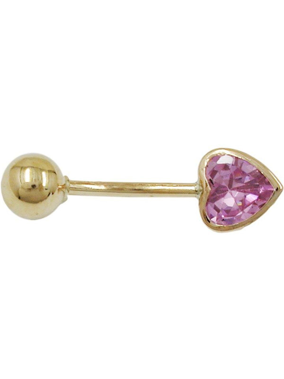 Gallay Bauchnabelpiercing Banana 20x6mm Zirkonia-Herz pink 14Kt GOLD (1-tlg)