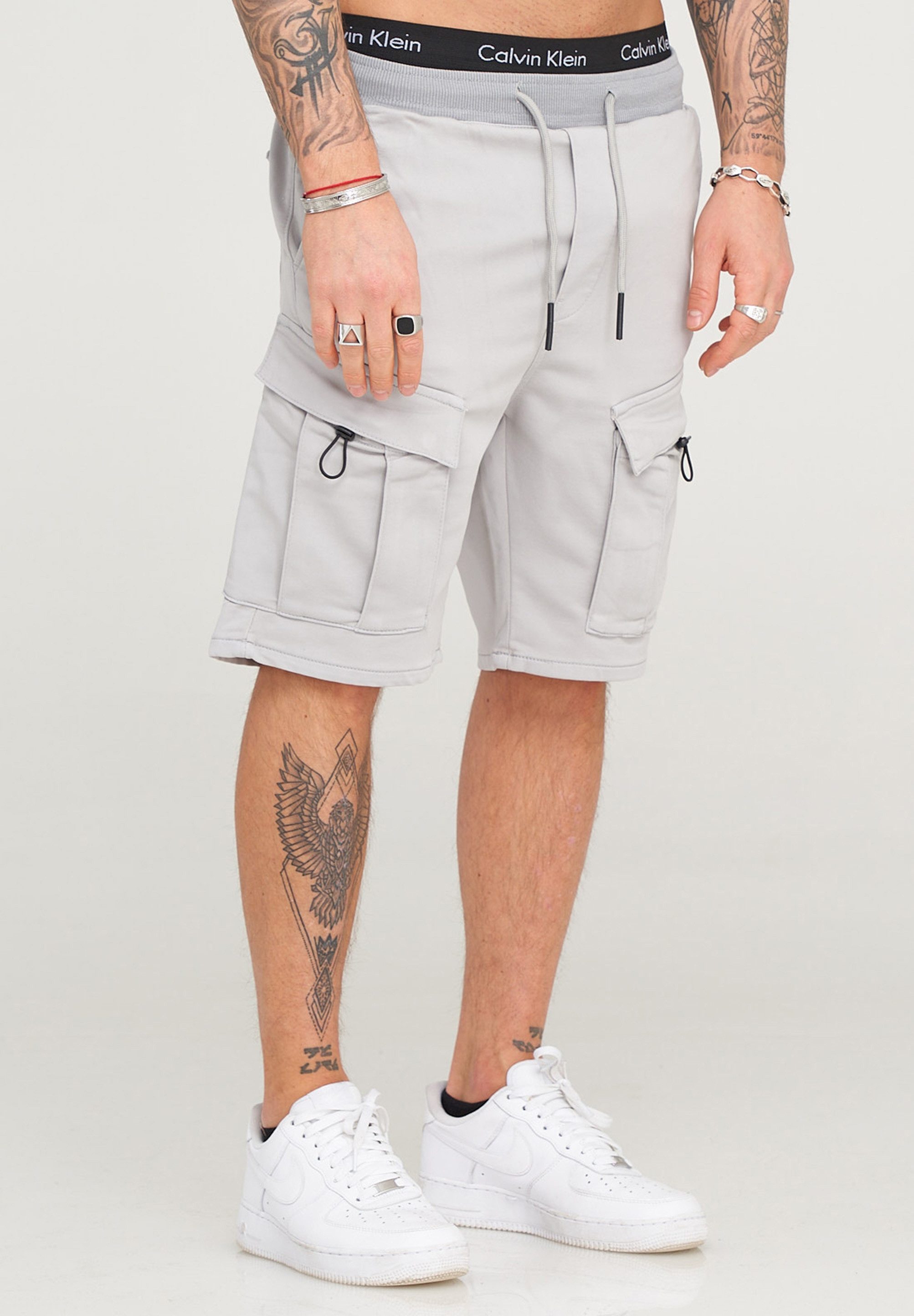 behype Cargoshorts Kurze Hose für Herren im Regular-Fit Mit Gummibund & Tunnelzug - Sommer-Shorts Bermuda