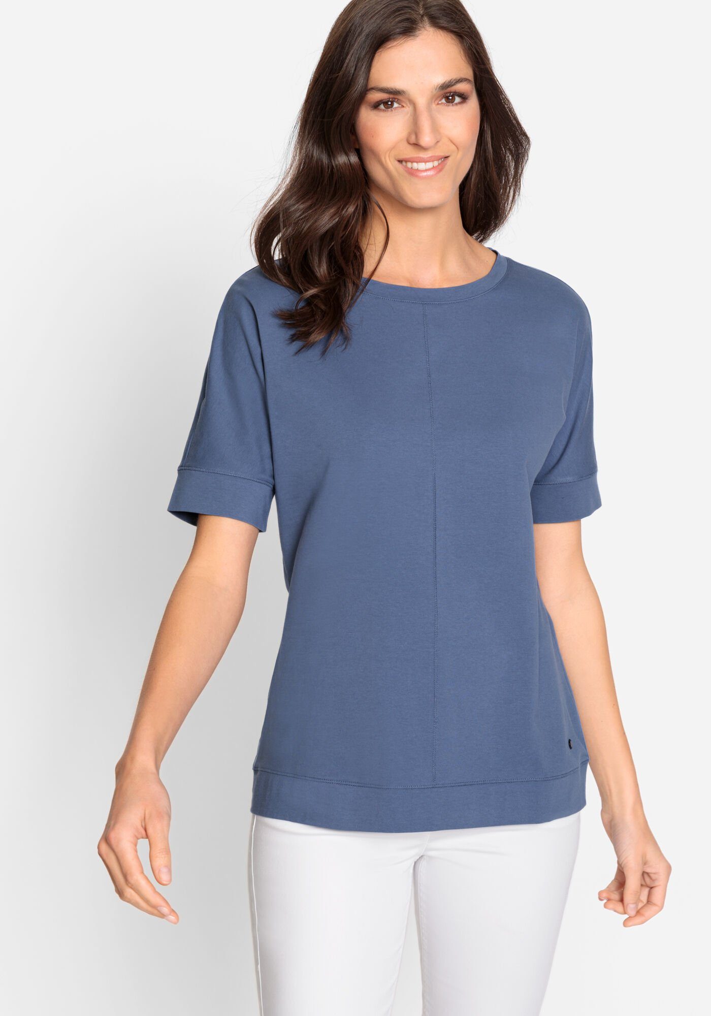 Olsen Rundhalsshirt mit weitem Schnitt Ibiza Blue