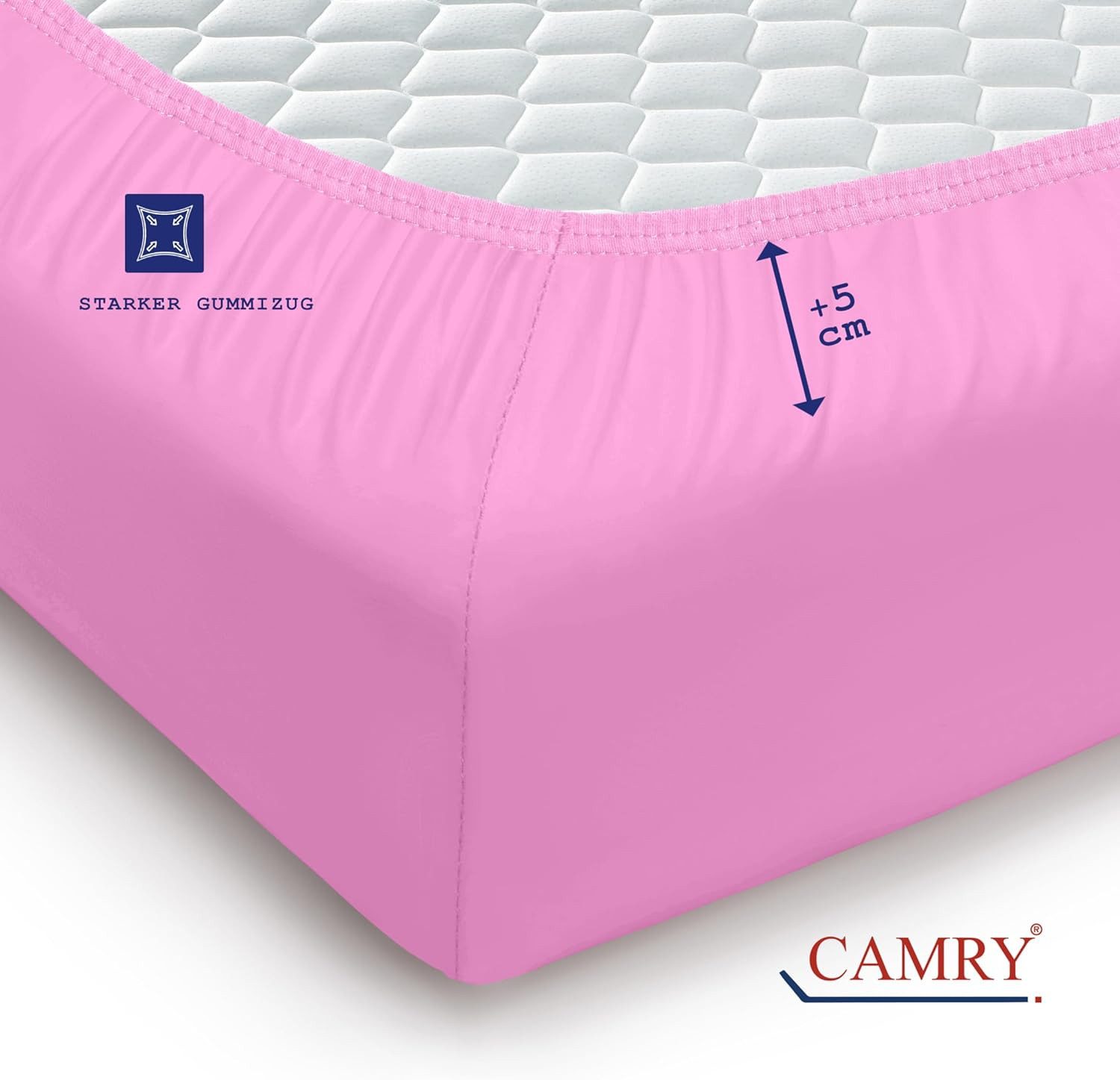 Camry Spannbettlaken CLASSIC Jersey 100% Baumwolle Spannbetttuch atmungsaktiv Gummizug, Jersey Baumwolle, Gummizug: rundum, 100% Baumwolle, alle Matratzenhöhen, – Bild 4 von 5