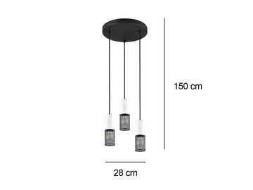 meineWunschleuchte LED Pendelleuchte, Dimmfunktion, LED wechselbar, Warmweiß, dreiflammig mit Holz & Draht über Esstisch, Couchtisch hängend, Ø 28cm