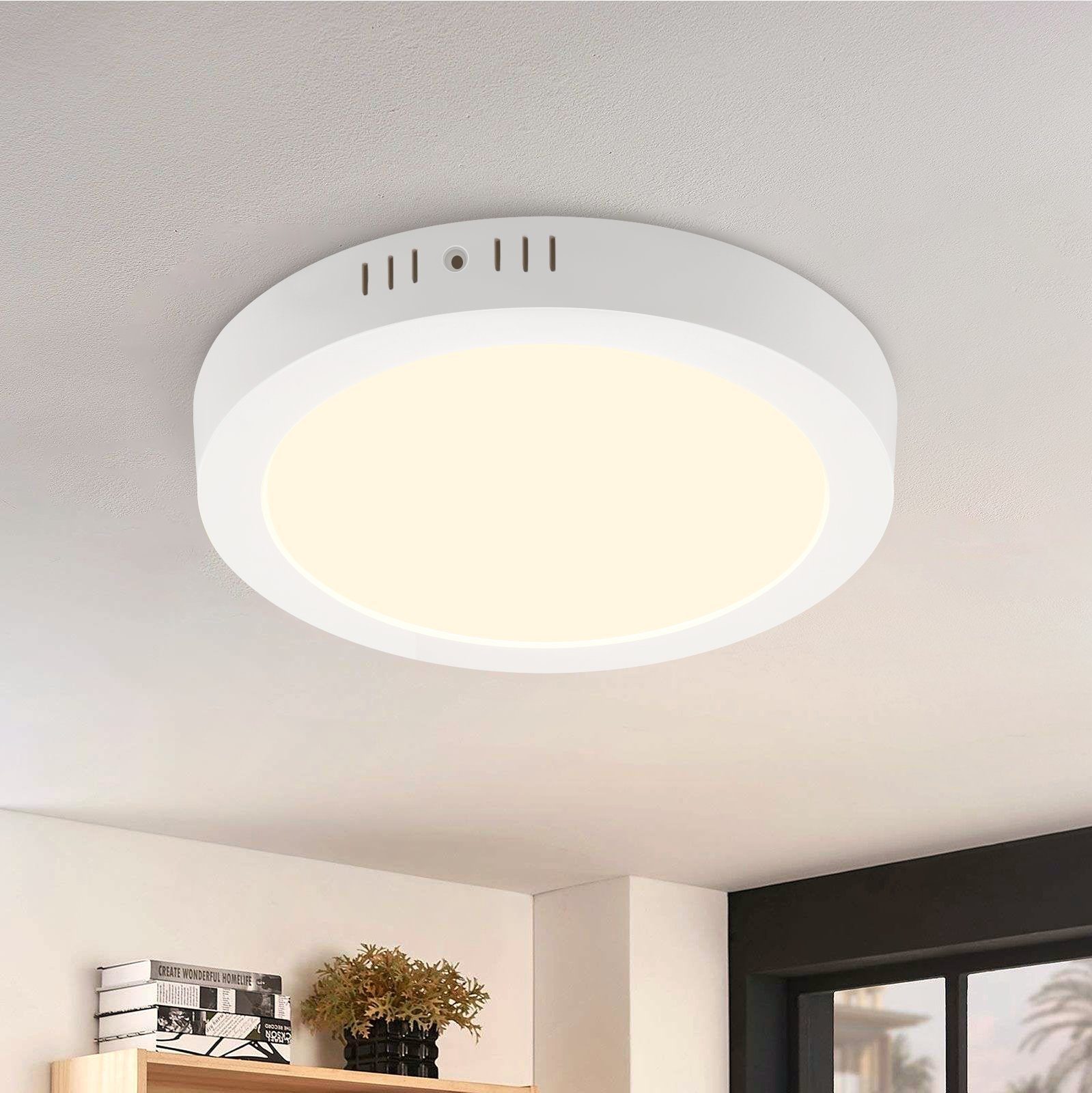 Nettlife LED Deckenleuchte Rund Flach Weiß Deckenlampe Modern18W IP44 Wasserfest, ‎Flimmerfrei, Energiesparend, Augenschutz Warmweiß