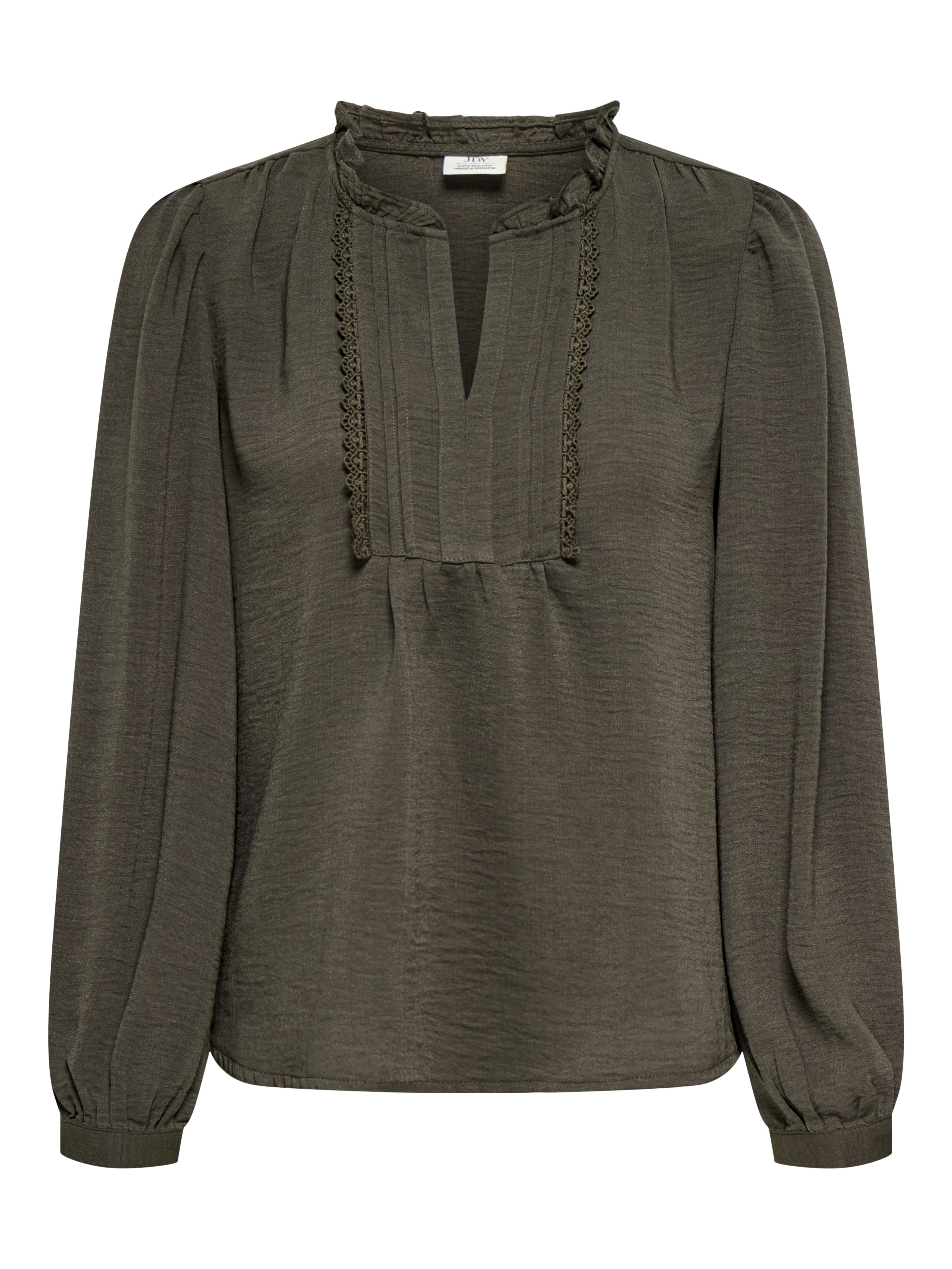 JDY Langarmbluse JDYRACHEL LIFE L/S PINTUCK TOP WVN NOOS im romantischen Look mit Spitzenbordüre