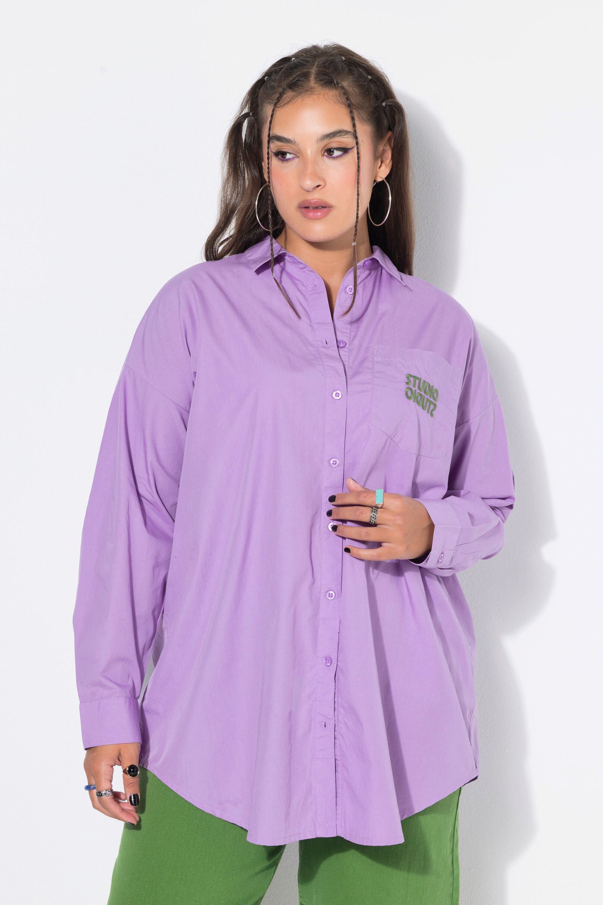 Hemdbluse Hemdbluse Oversize Shape Stick auf Hemdtasche