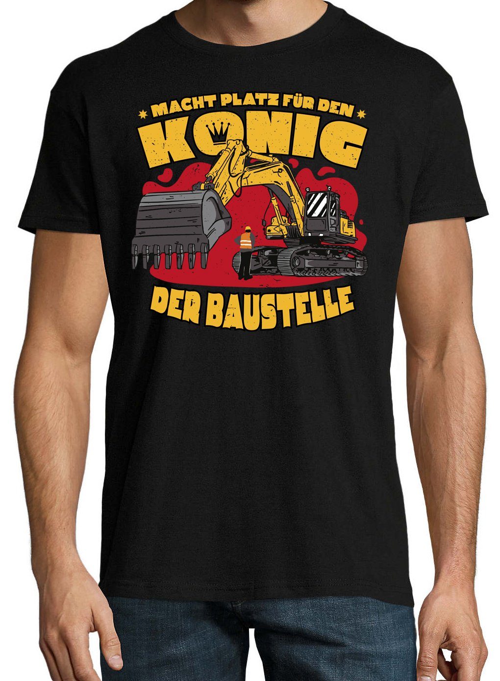 lustigem Traktor Schwarz mit T-Shirt Shirt Herren Baustelle Der Youth Designz Frontprint König