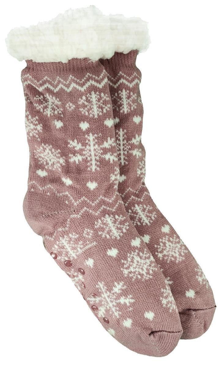 EloModa Kuschelsocken Hüttensocken Kuschelsocken Anti Rutsch Socke, Winter Hausschuhe Socken (1-Paar)