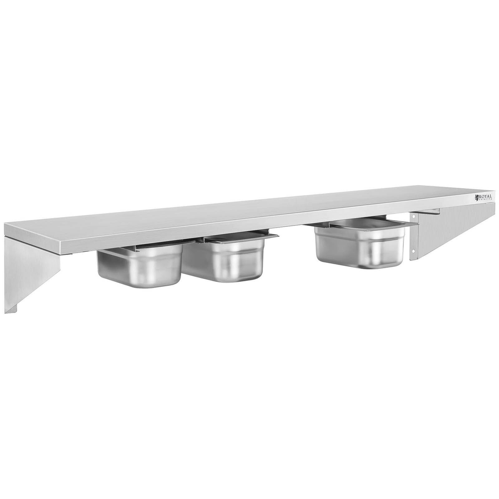 Royal Catering Hängeregal 120 cm 5 x GN 1/4 Wandbord Edelstahlregal Gewürzregal Gewürzbord