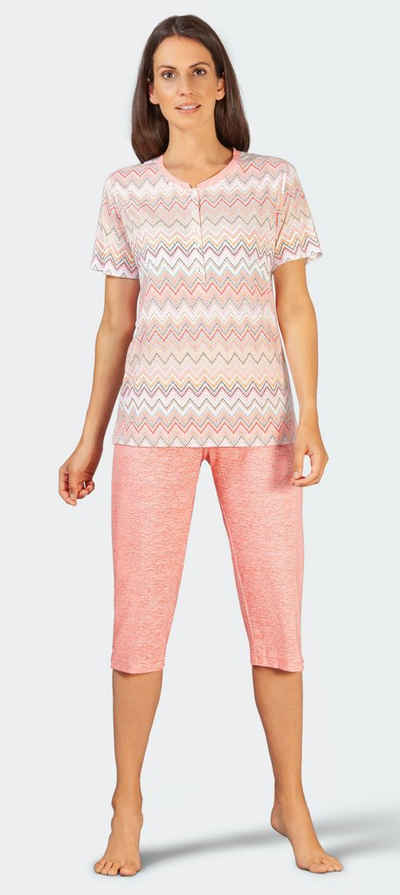 Hajo Schlafanzug Damen Pyjama mit Caprihose (2 tlg) Modisches Design