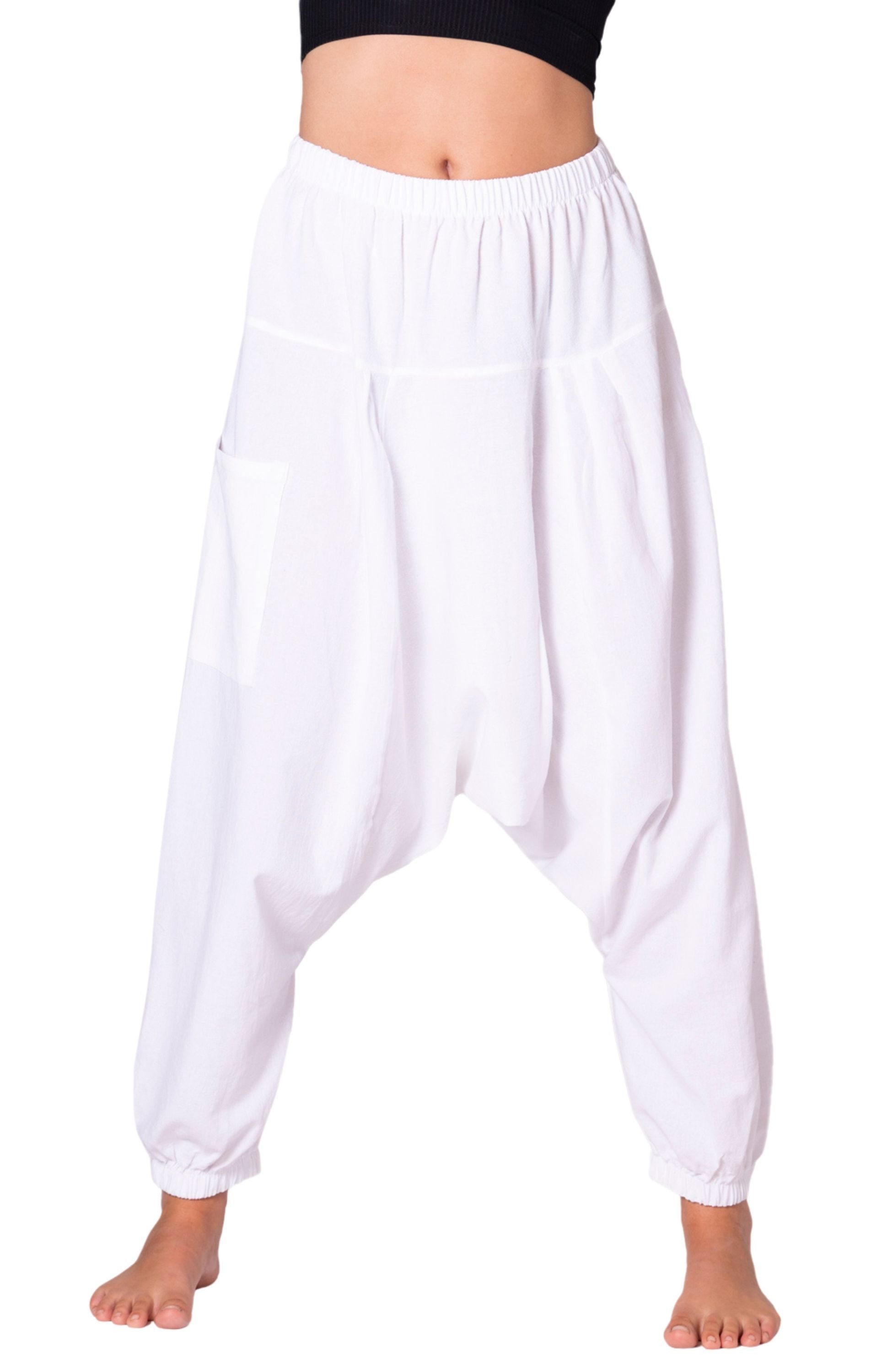 PANASIAM Pumphose Einfarbige Aladinhose aus 100% Baumwolle Pumphose für Damen & Herren bequeme Haremshose Goa Pluderhose Hippiehose lang für Yoga Meditation