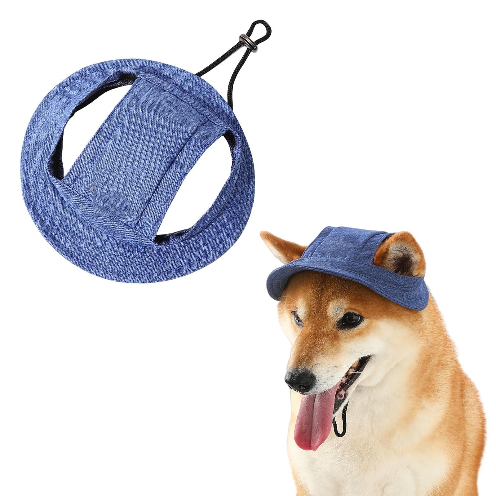 Srvillg Baseball Cap Verstellbarer Sonnenhut für Hunde mit Ohrenöffnungen und Sonnenschutz. Outdoor-Wanderhut, geeignet für kleine, mittelgroße und große Hunde.