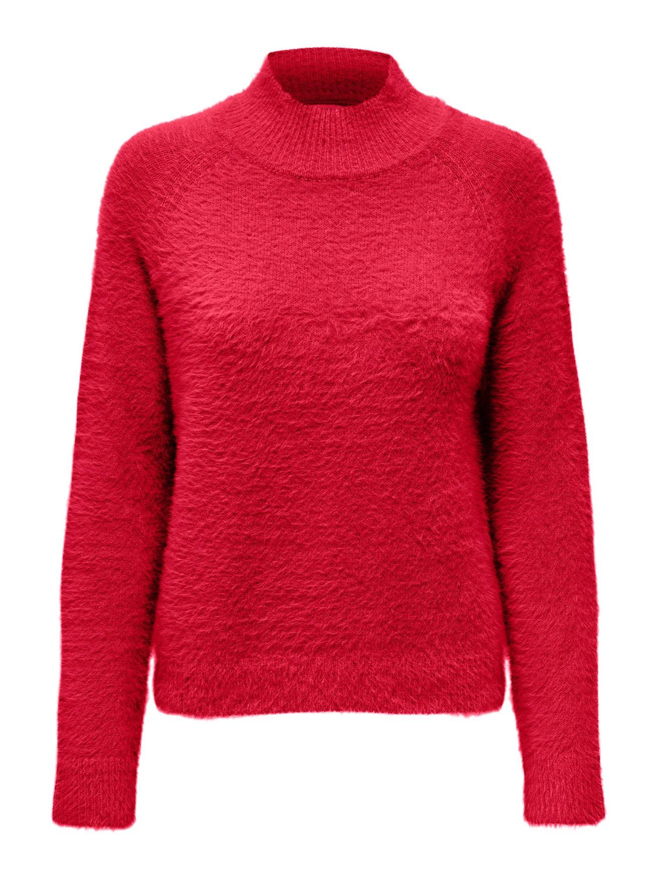 JACQUELINE de YONG Strickpullover Pullover Flauschiger Stehkragen Sweater Gestrickt JDYJOLA 6193 in Rot