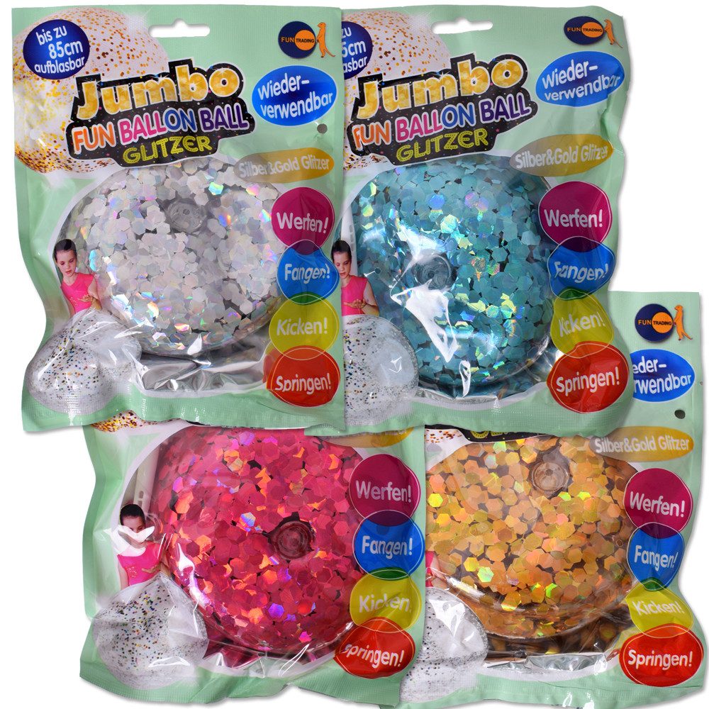 TE-Trend Spielball 4 Stück Glitter Luftballon 85cm wiederverwendbare Ballons (4-St., aufblasbar), mit Glitzerschnipsel
